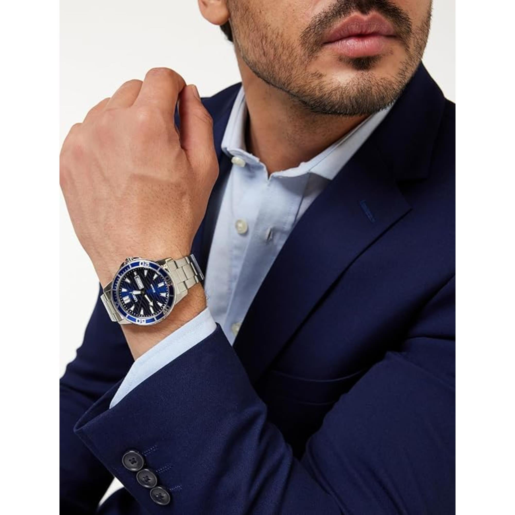 Lorus Blaues Zifferblatt Edelstahlarmband Herren Uhr RH357AX9