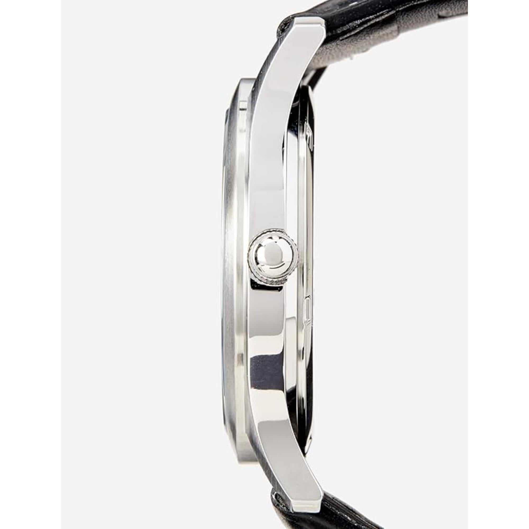 Lorus Analoge Quarz Herrenarmbanduhr mit schwarzem Zifferblatt und schwarzem Lederarmband RXN79DX9