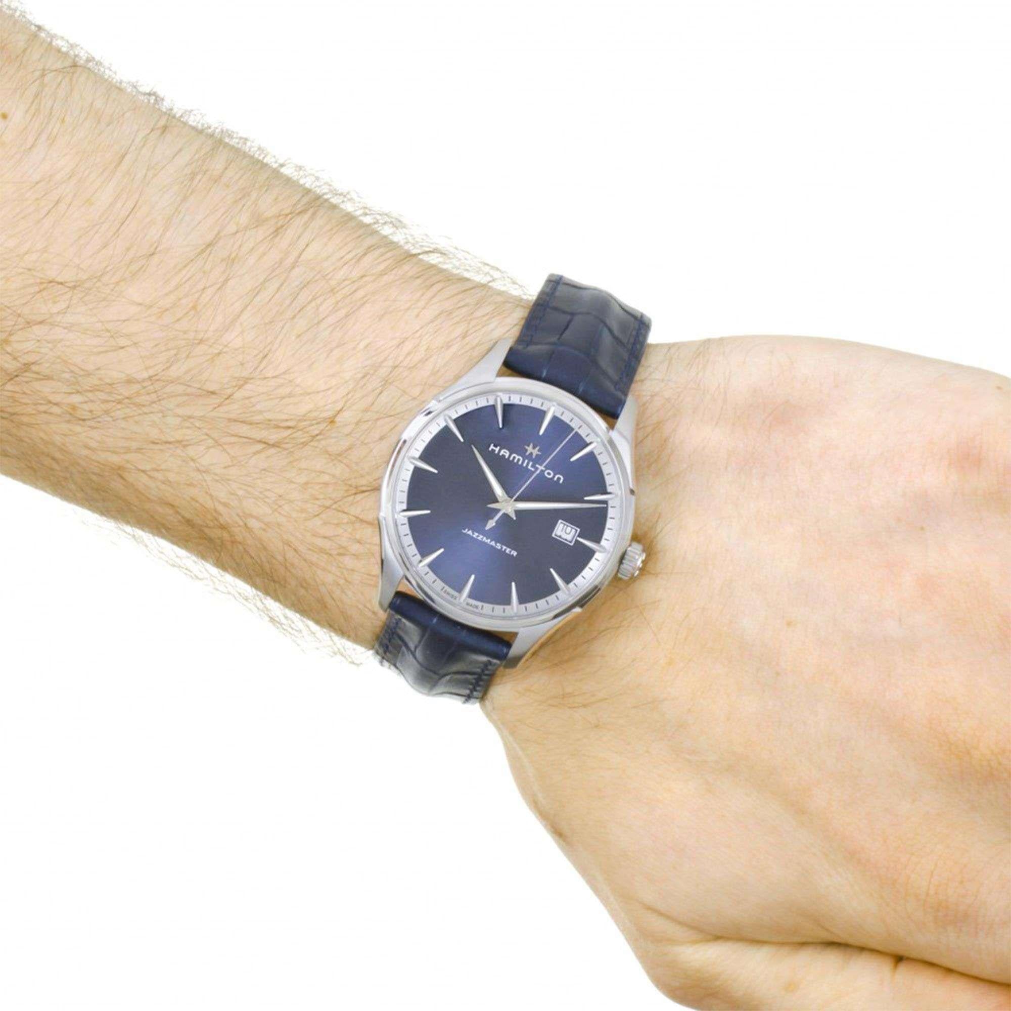 Hamilton Jazzmaster 40mm Blue Dial Leather Mens Quartz Watch H32451641