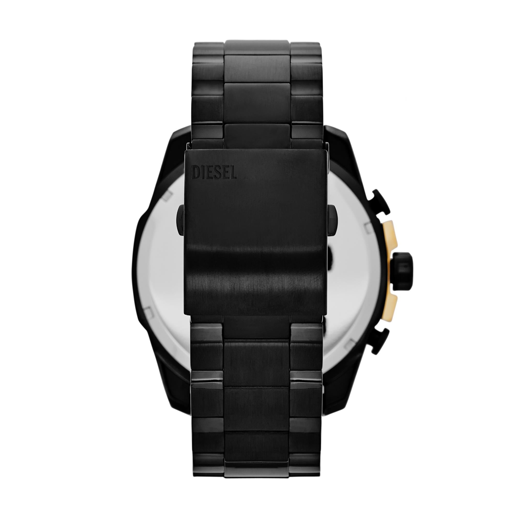 Diesel Mega Chief Black Dial Steel Strap Men’s Watch DZ4338
