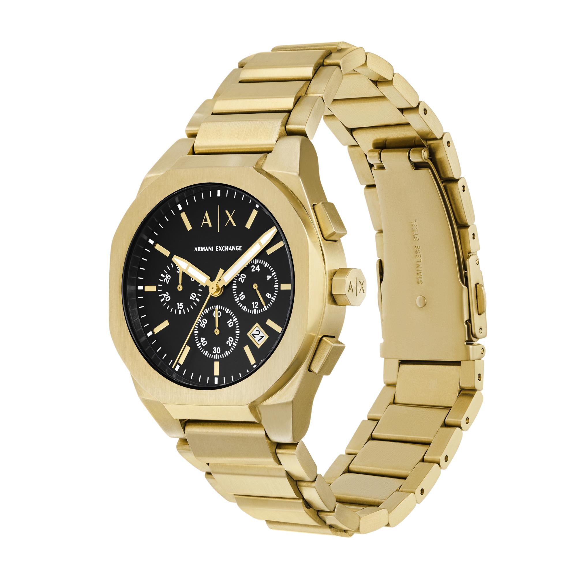 Armani Exchange Sync 42mm Chronograph Black Dial Steel Mens Quartz Watch AX4180