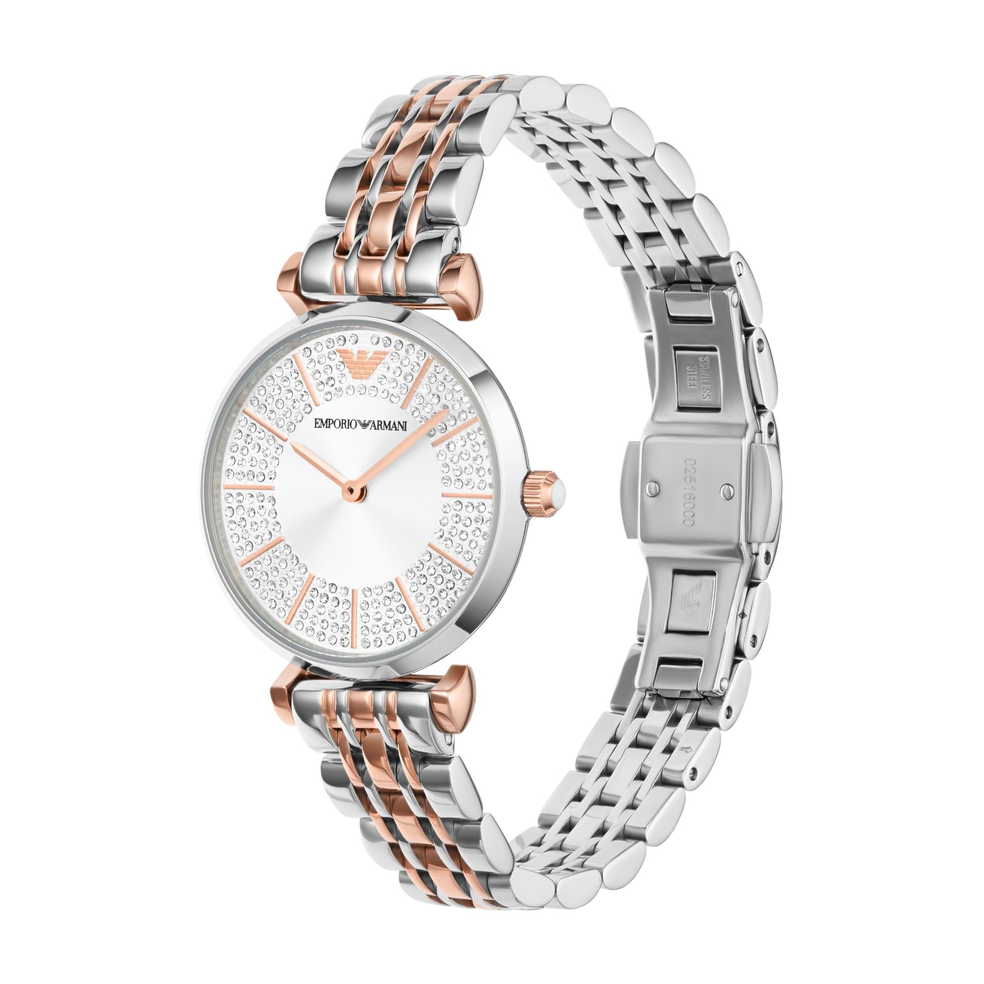 Emporio Armani Two-Tone Silver Dial Women's Watch AR11537