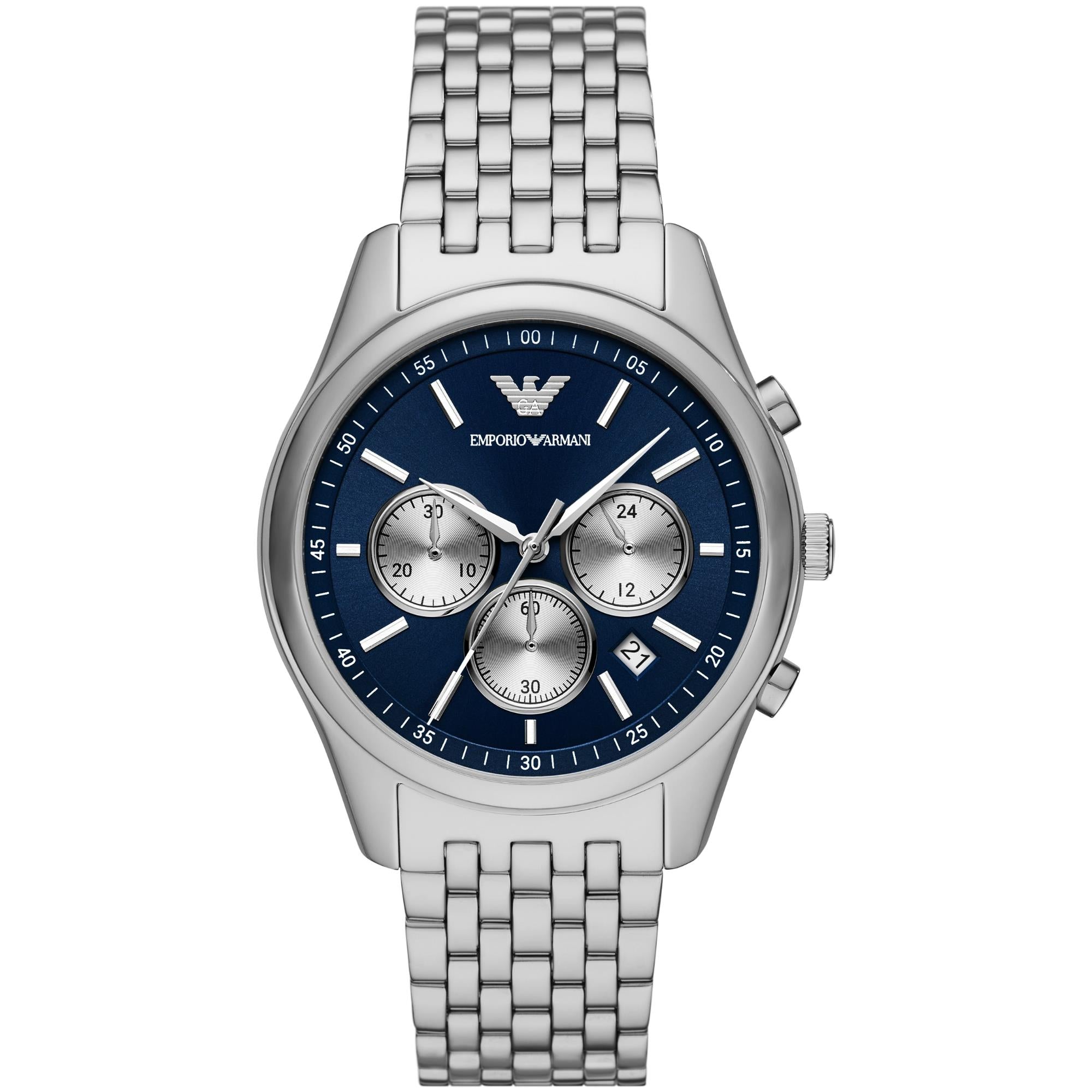 Emporio Armani Antonio 41mm Chronograph Blue Dial Steel Mens Quartz Watch AR11582