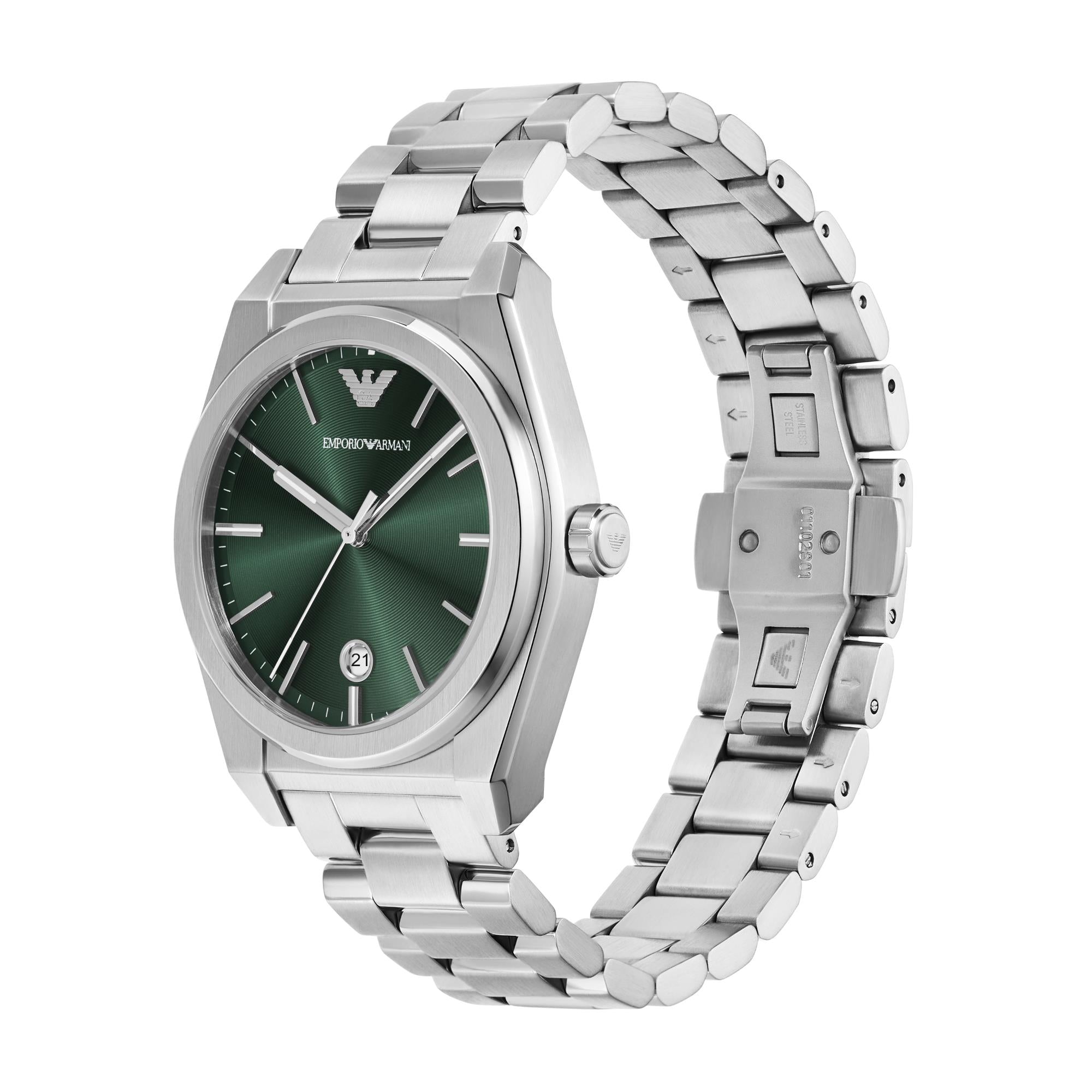 Emporio Armani Federico 41mm Grün Zifferblatt Stahl Herren Quarz Uhr AR11621