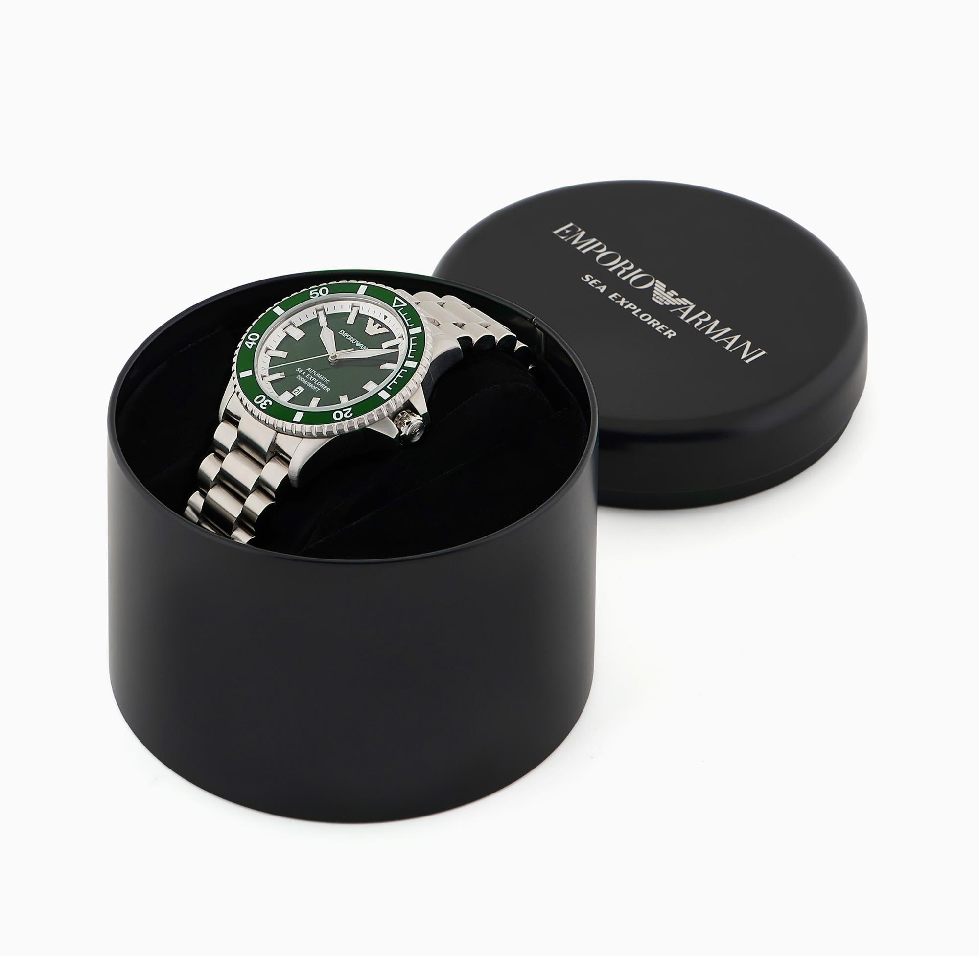Emporio Armani Sea Explorer 42mm Green Dial Steel Mens Quartz Watch AR60080
