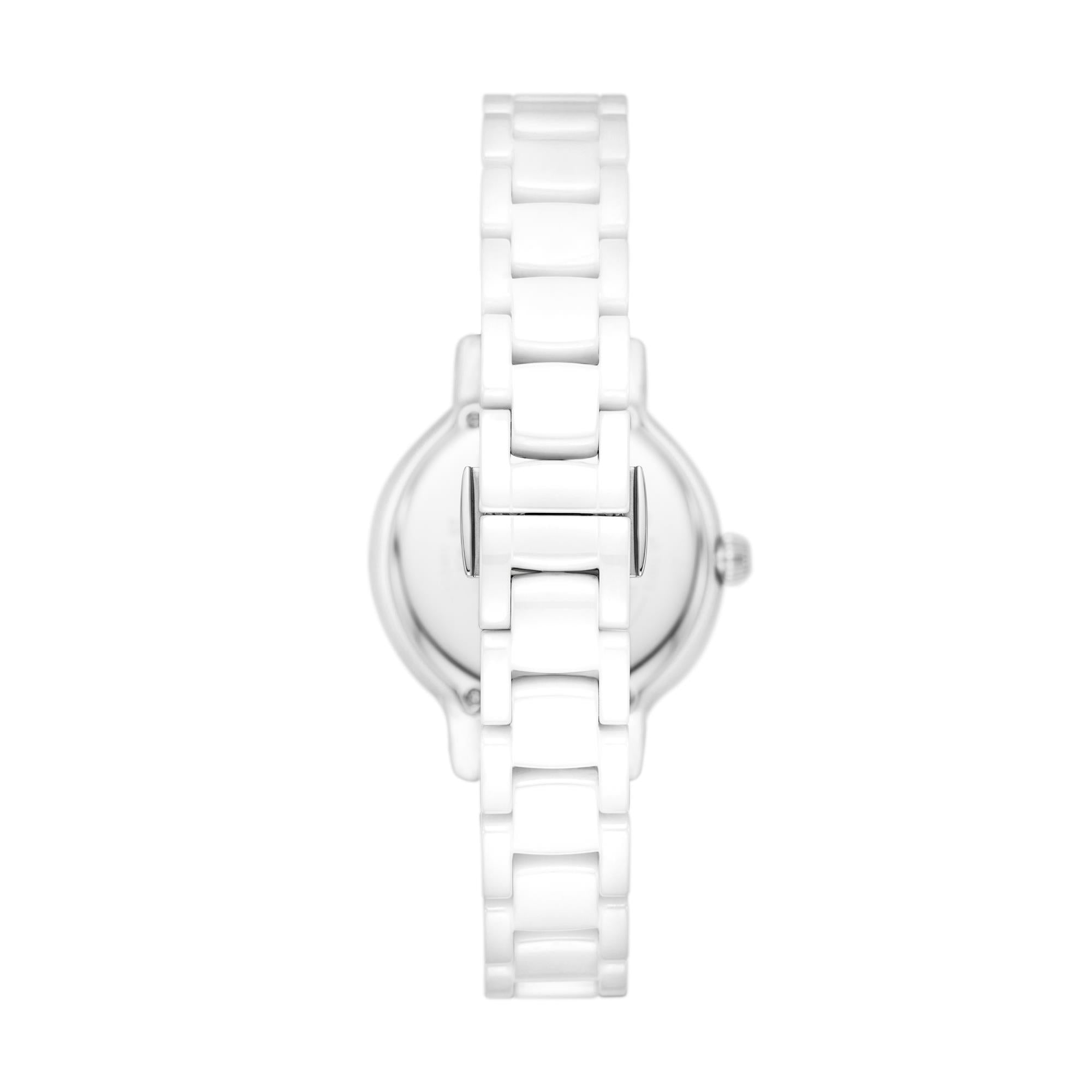 Emporio Armani Cleo 32mm  Silver Dial Ceramic Ladies Quartz Watch AR70013