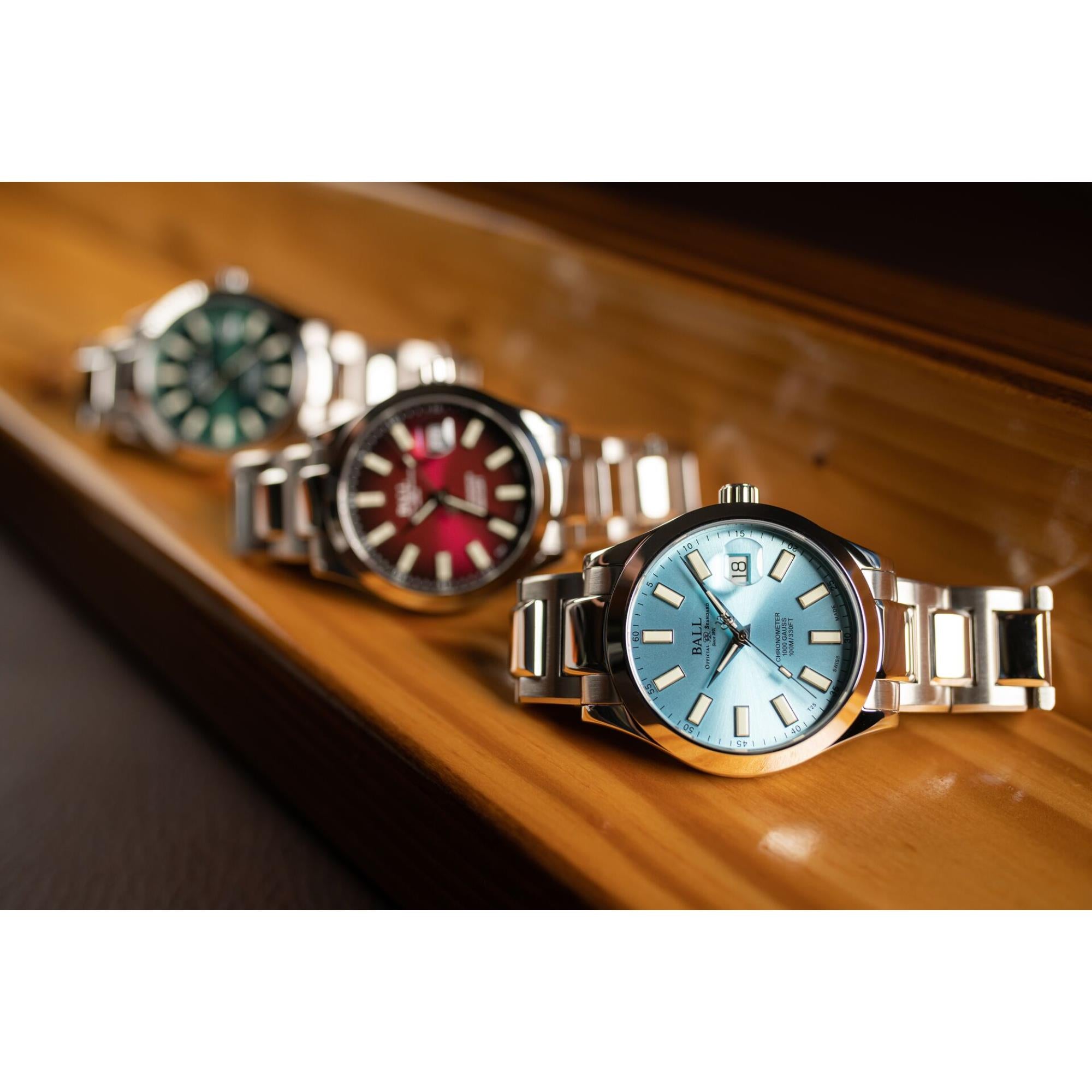 BALL Engineer III Marvelight Chronometer Eisblaues Zifferblatt Edelstahl Herren Uhr NM9026C-S6CJ-IBE