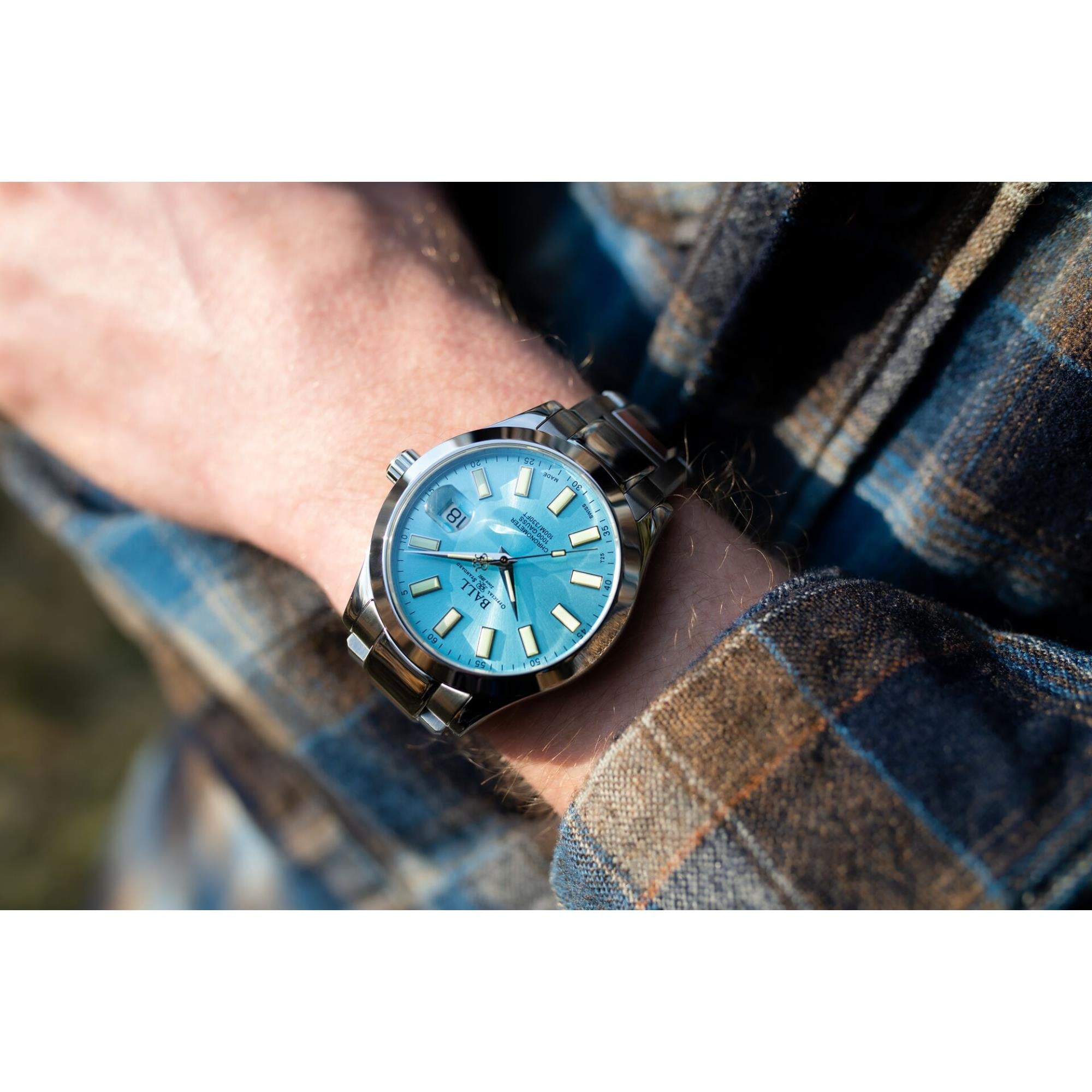 BALL Engineer III Marvelight Chronometer Eisblaues Zifferblatt Edelstahl Herren Uhr NM9026C-S6CJ-IBE