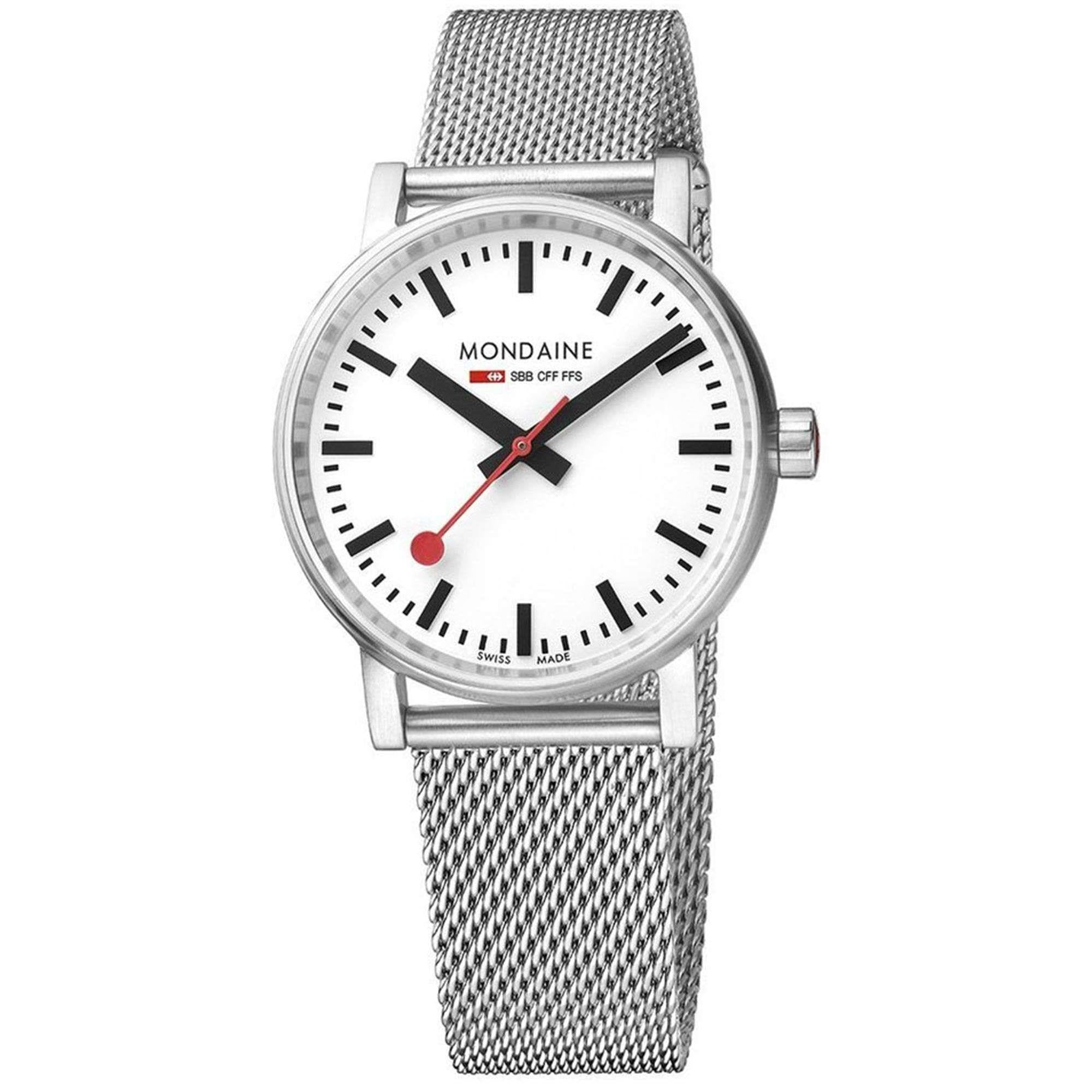 Mondaine Evo2 Quartz White Dial Steel Strap Watch MSE.35110.SM