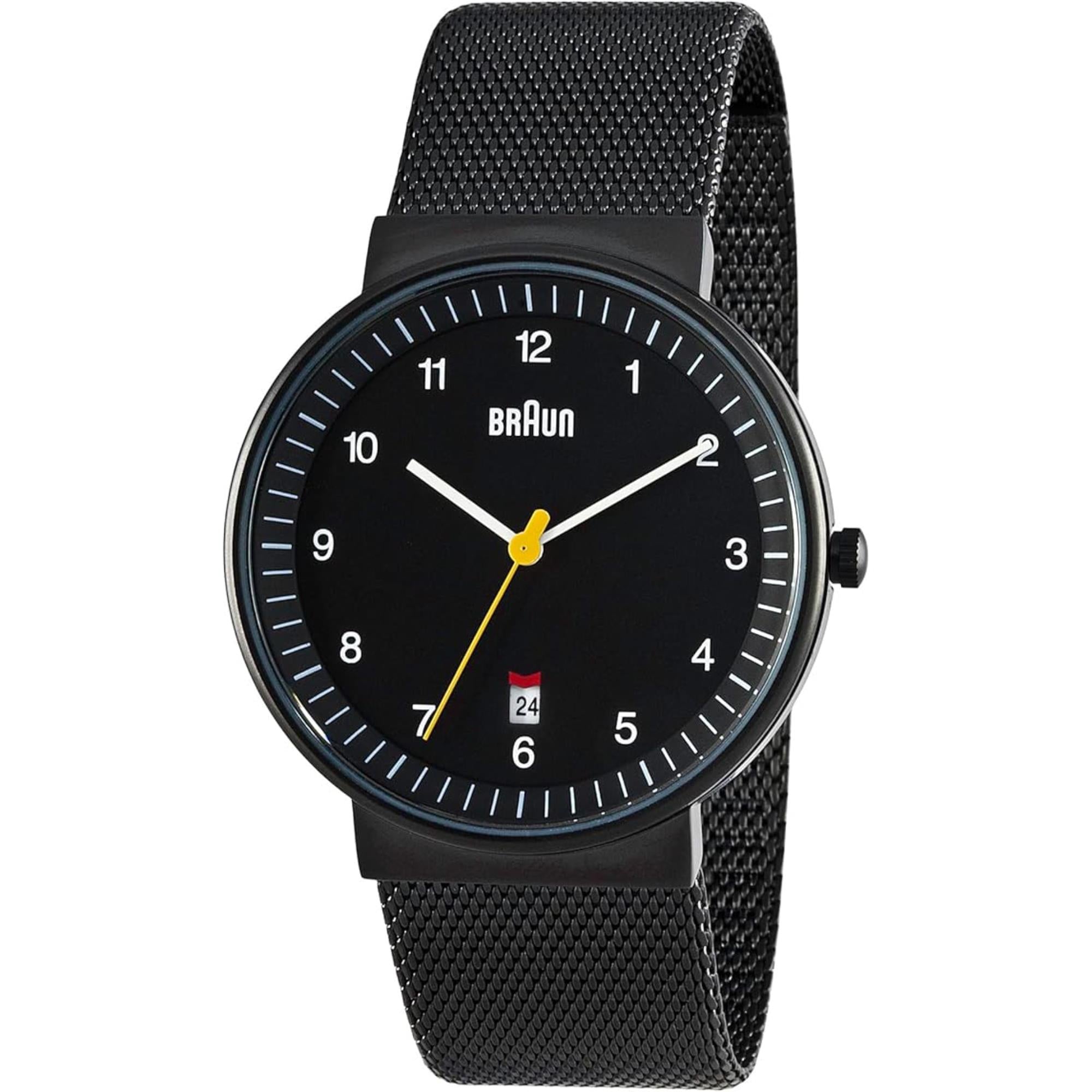 Braun Classic Schwarzes Zifferblatt Herrenarmbanduhr BN0032BKBKMHG