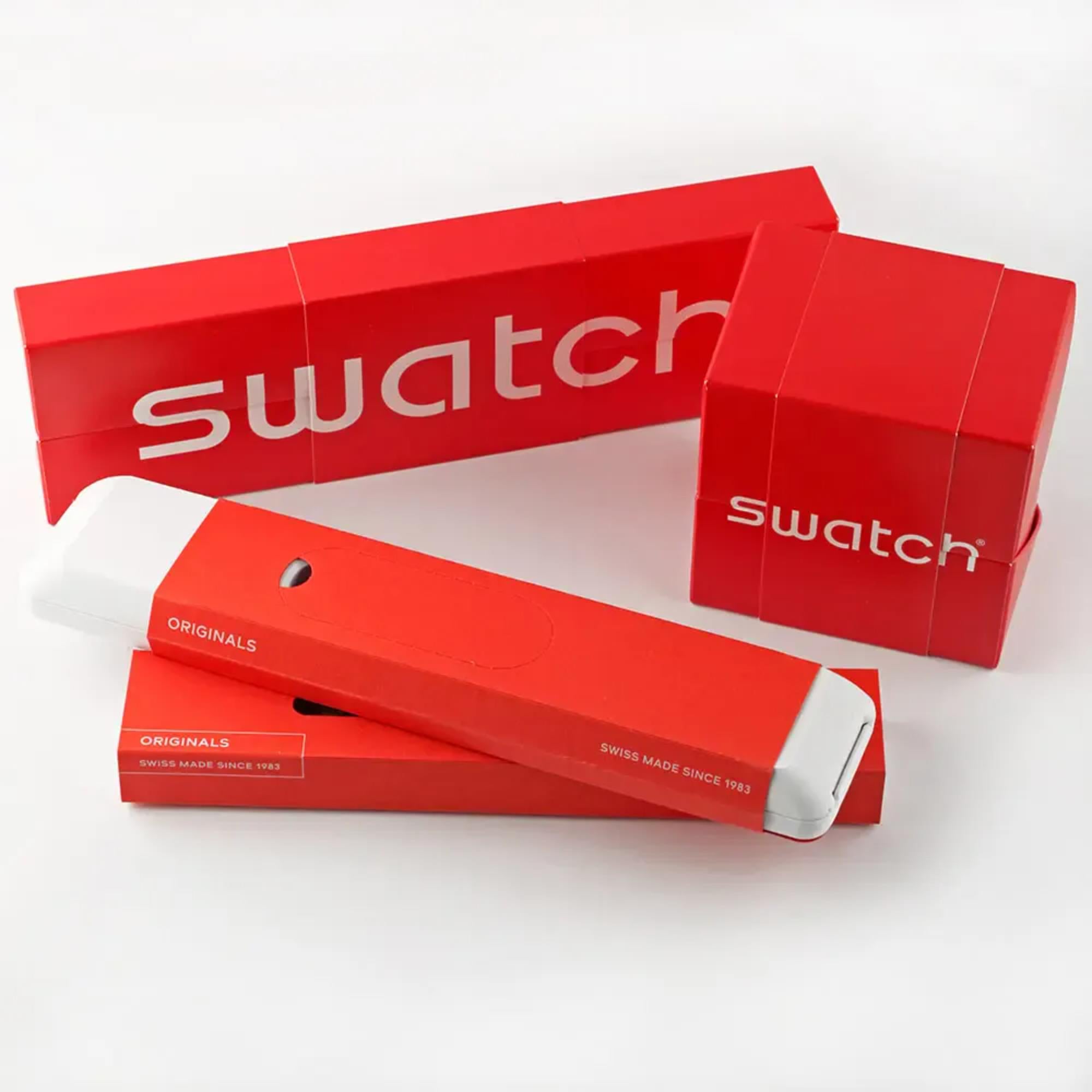 Swatch Big Bold Midnight Mode Red Dial Silicone Strap Watch SB05B111