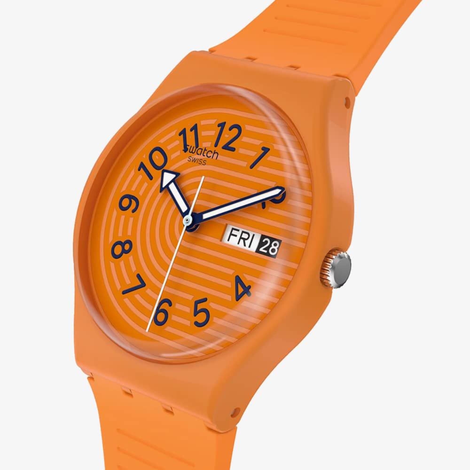 Swatch Trendy Lines In Siena Oranges Zifferblatt Silikonarmband Uhr SO28O703