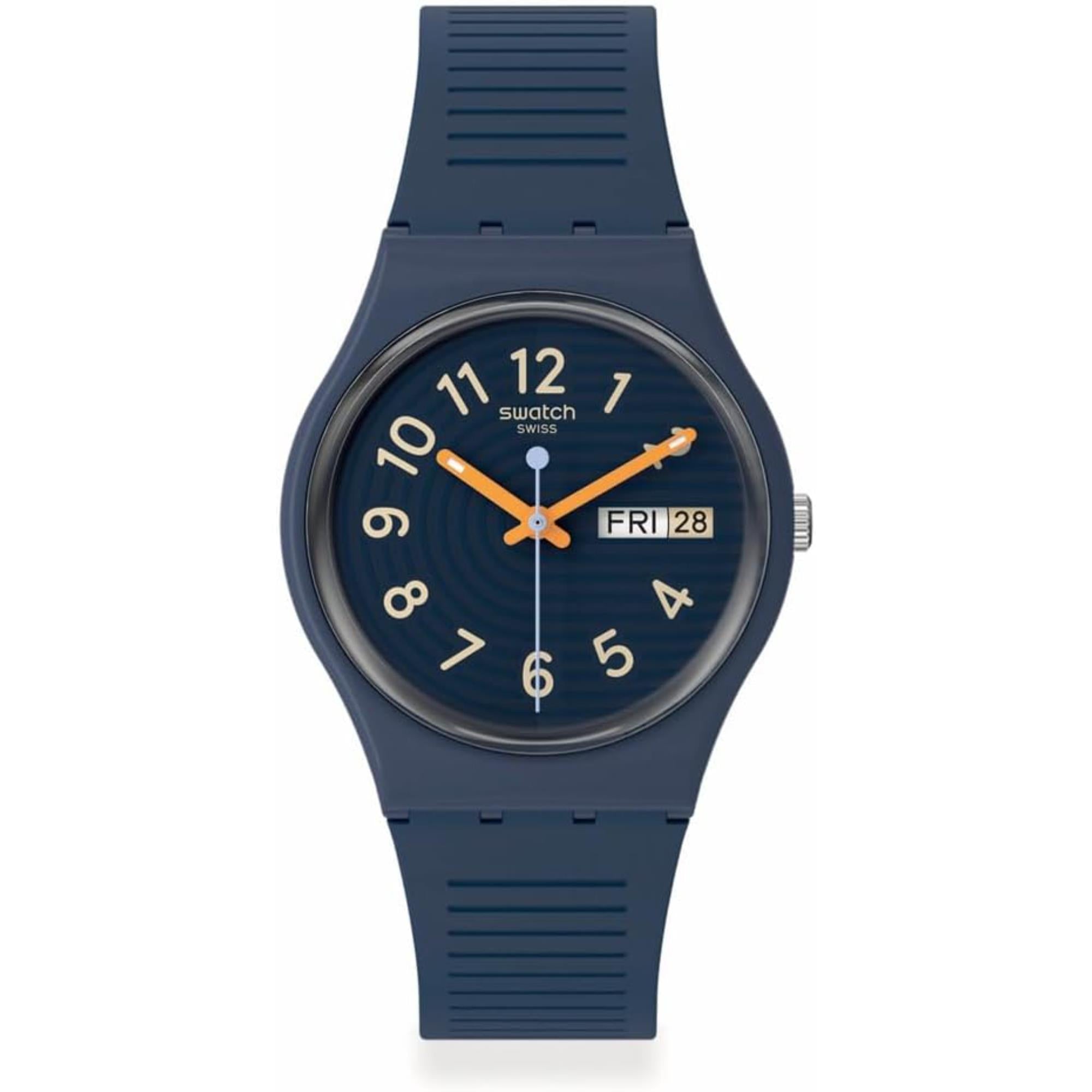 Swatch Trendy Lines At Night Blue Dial  Silicone Watch Design SO28I700