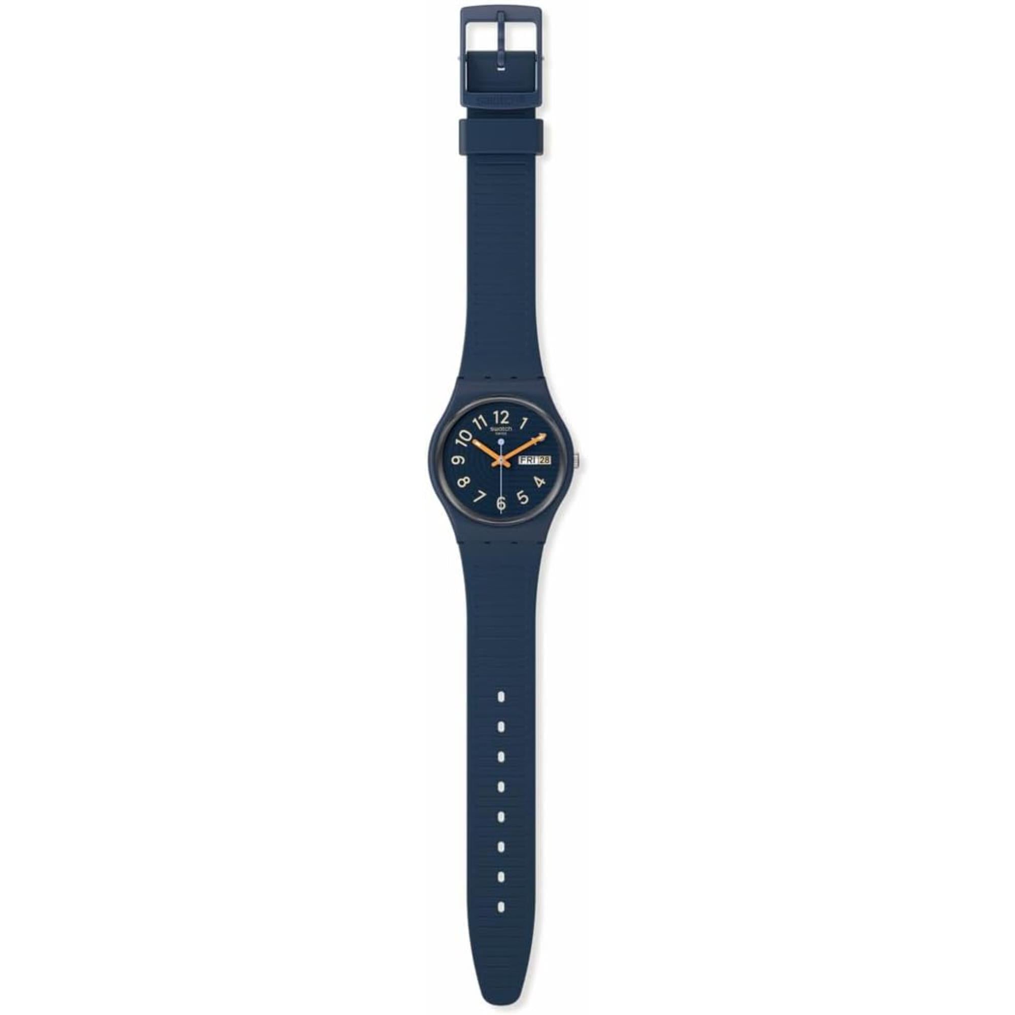 Swatch Trendy Lines At Night Blue Dial  Silicone Watch Design SO28I700