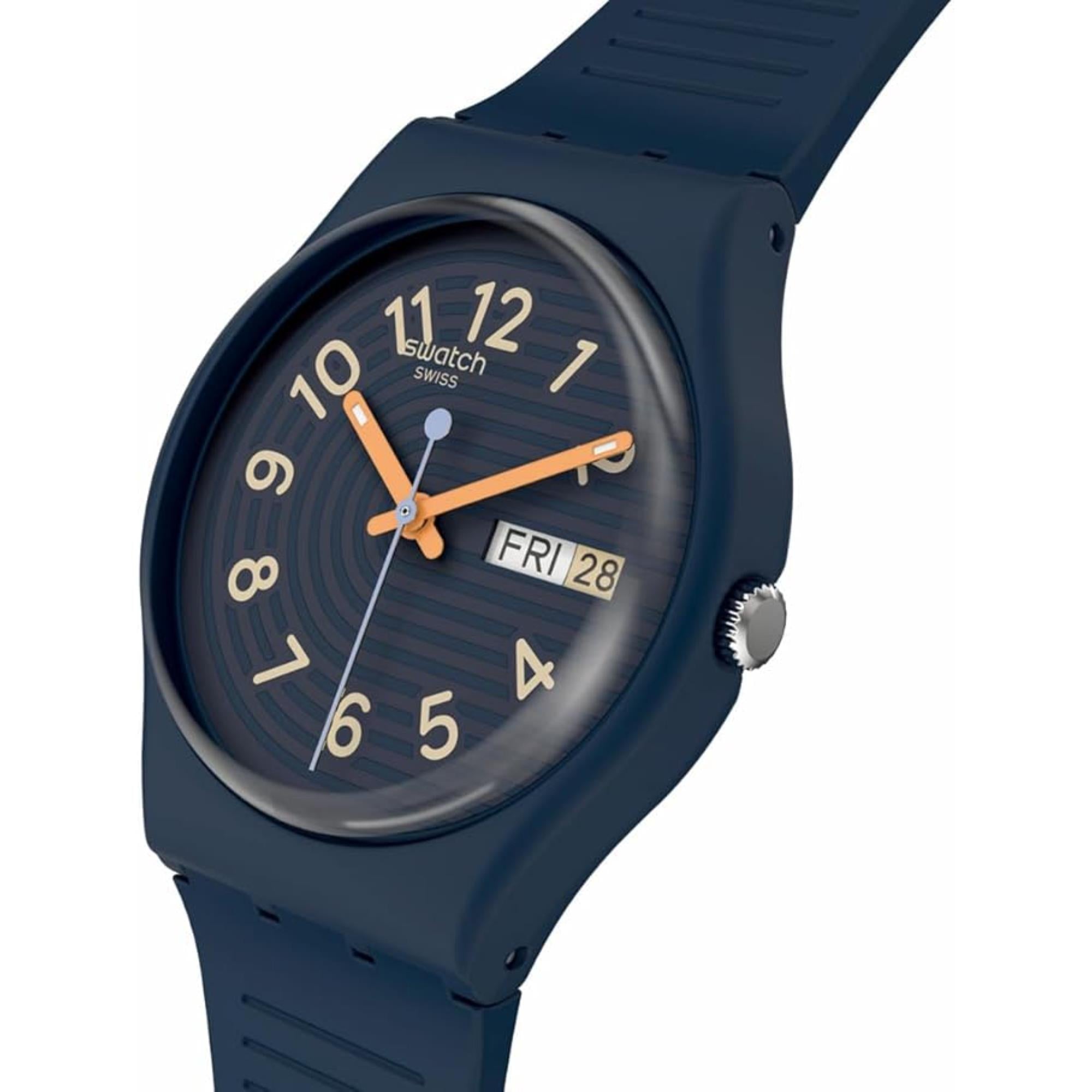 Swatch Trendy Lines At Night Blue Dial  Silicone Watch Design SO28I700