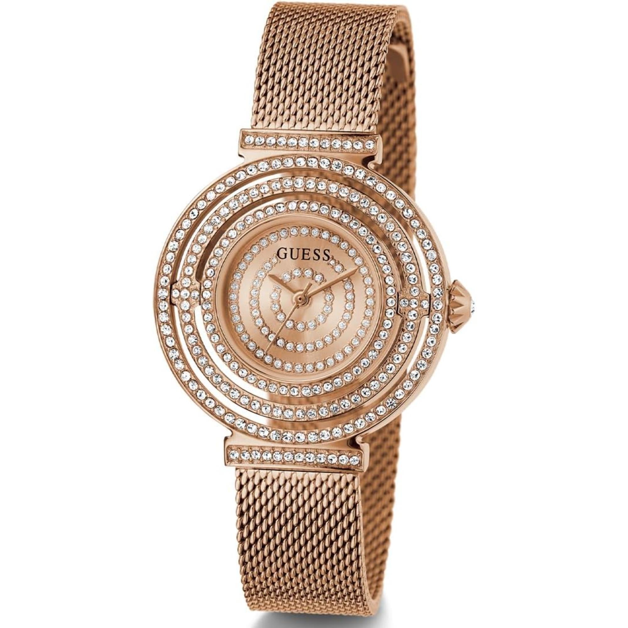Guess Women's Rose Gold Crystal Tone Watch GW0550L3