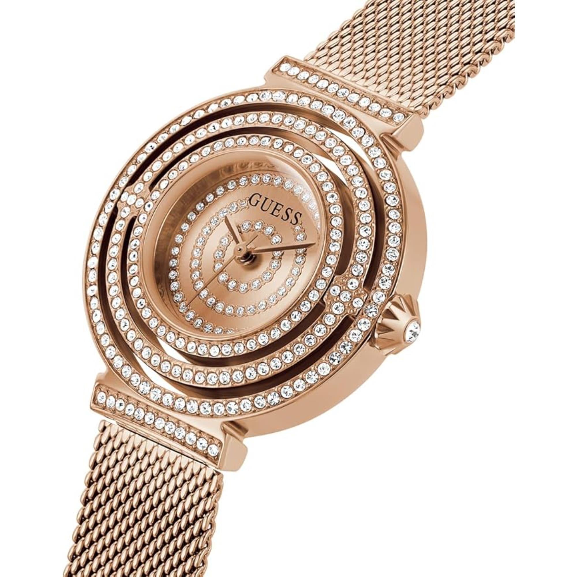 Guess Women's Rose Gold Crystal Tone Watch GW0550L3