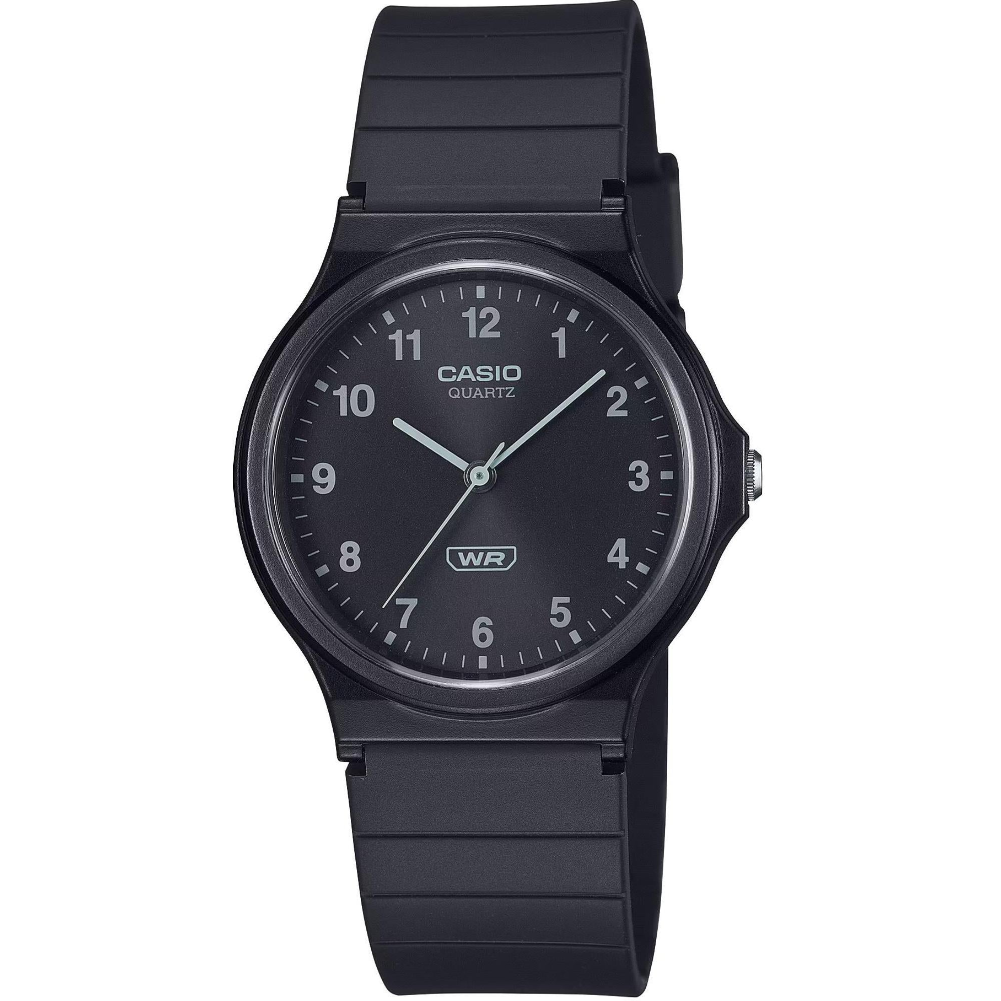 Casio Zeitlos Klassisch Analog Schwarzes Zifferblatt Harz Armband Uhr MQ-24B-1BEF