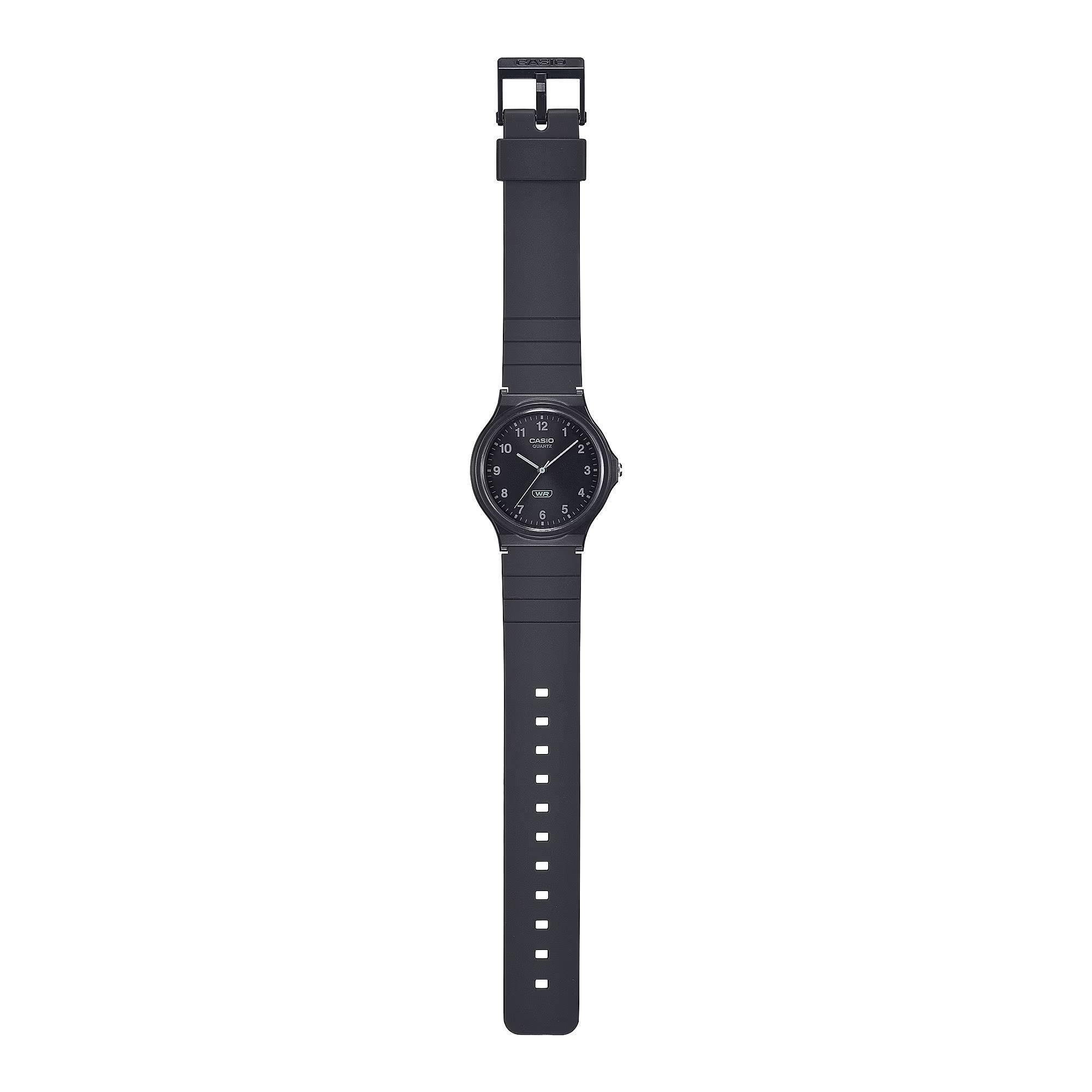 Casio Zeitlos Klassisch Analog Schwarzes Zifferblatt Harz Armband Uhr MQ-24B-1BEF
