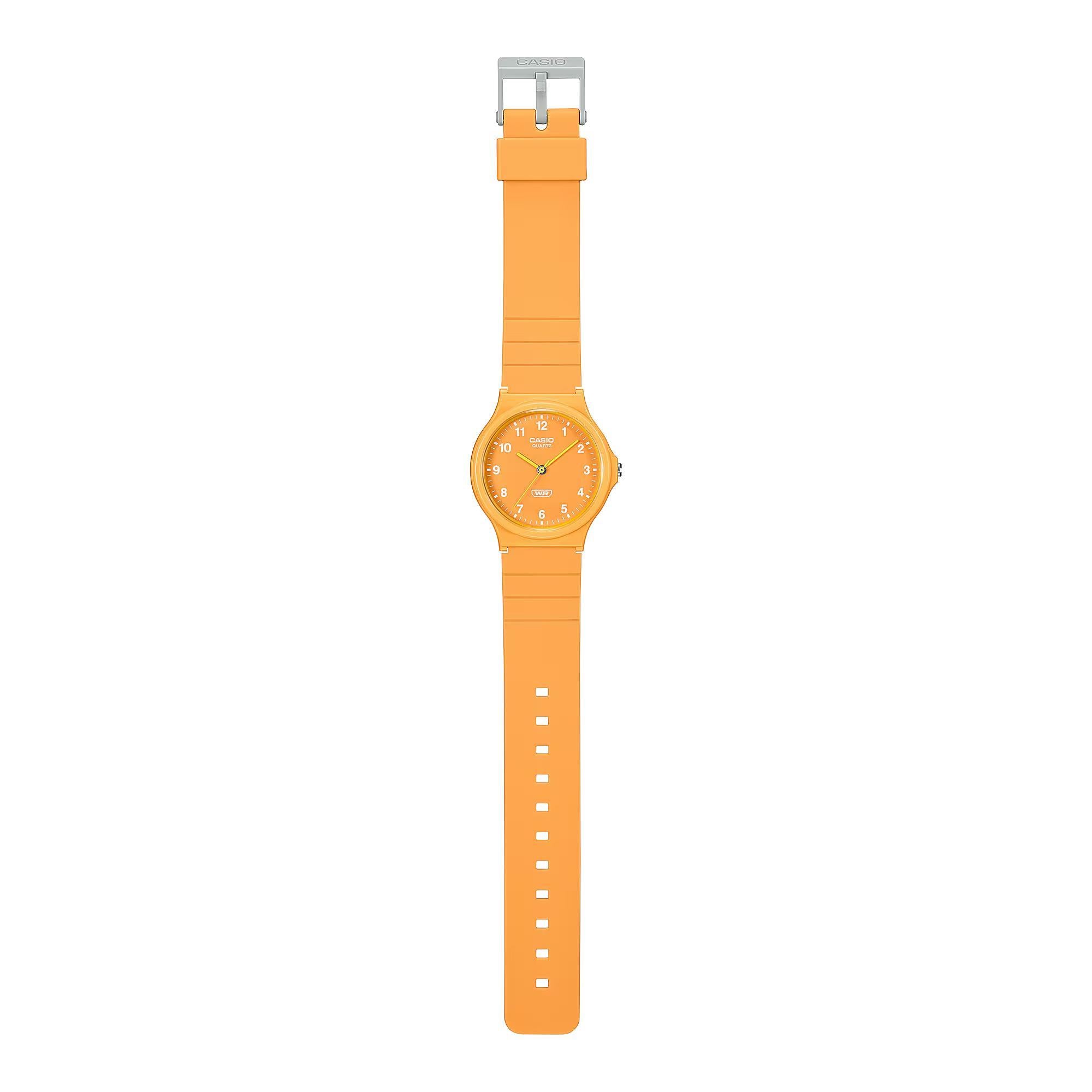 Casio Timeless Classic Analog Orange Dial Resin Strap Watch MQ-24B-9BEF