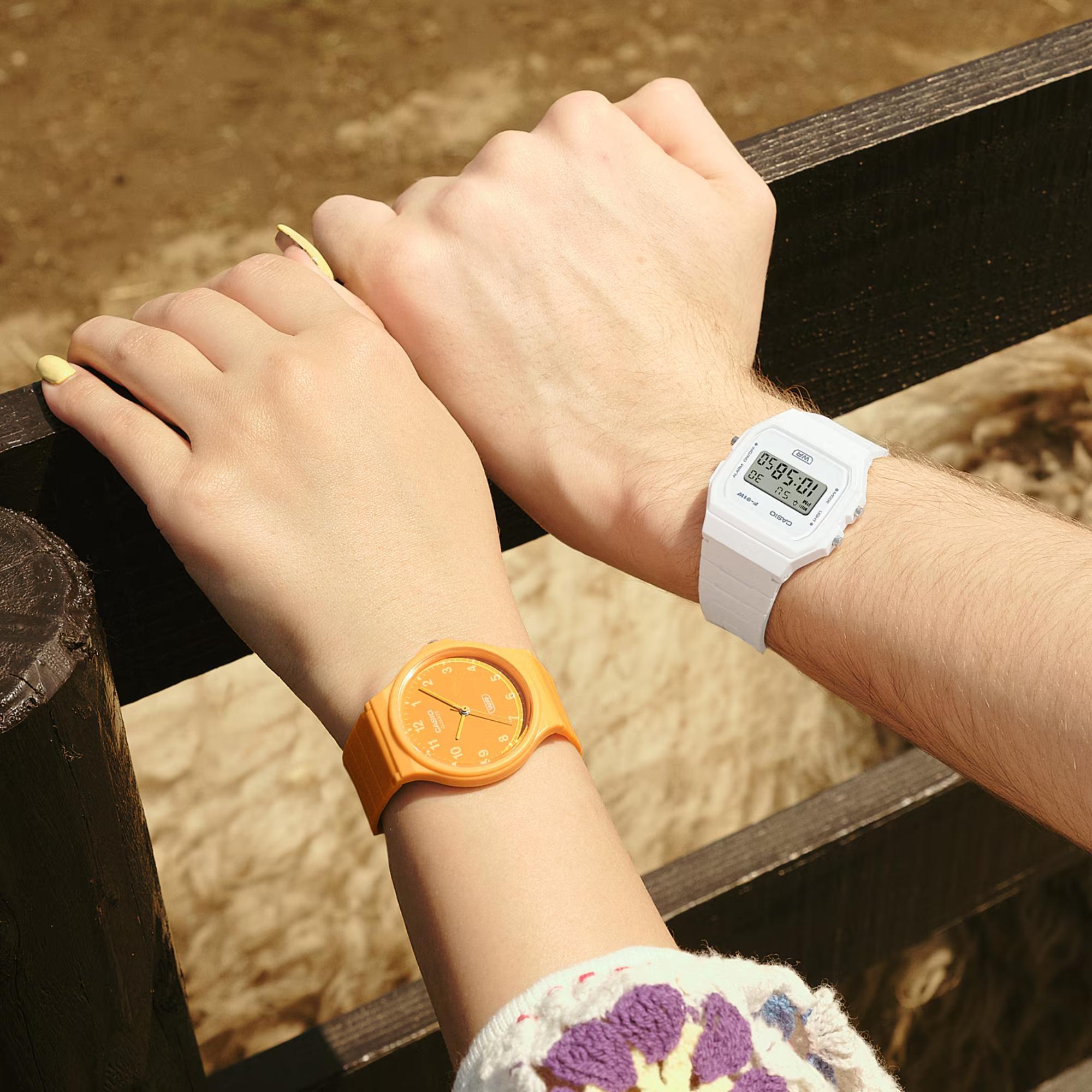 Casio Timeless Classic Analog Orange Dial Resin Strap Watch MQ-24B-9BEF
