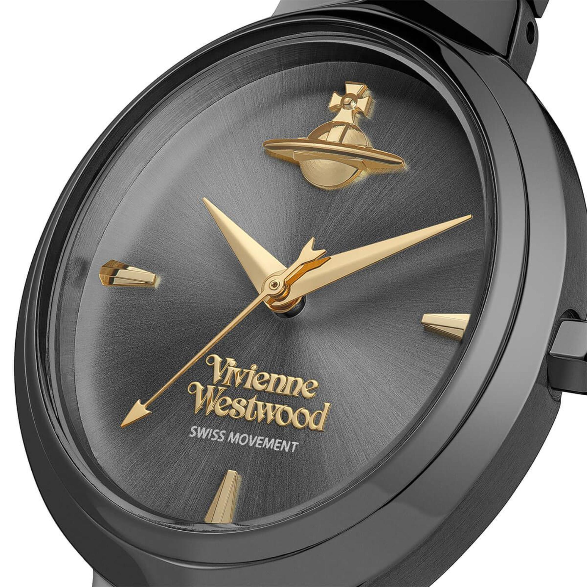 Vivienne Westwood Armour Graues Zifferblatt Gunmetal Armband Damen Uhr VV314GYGY