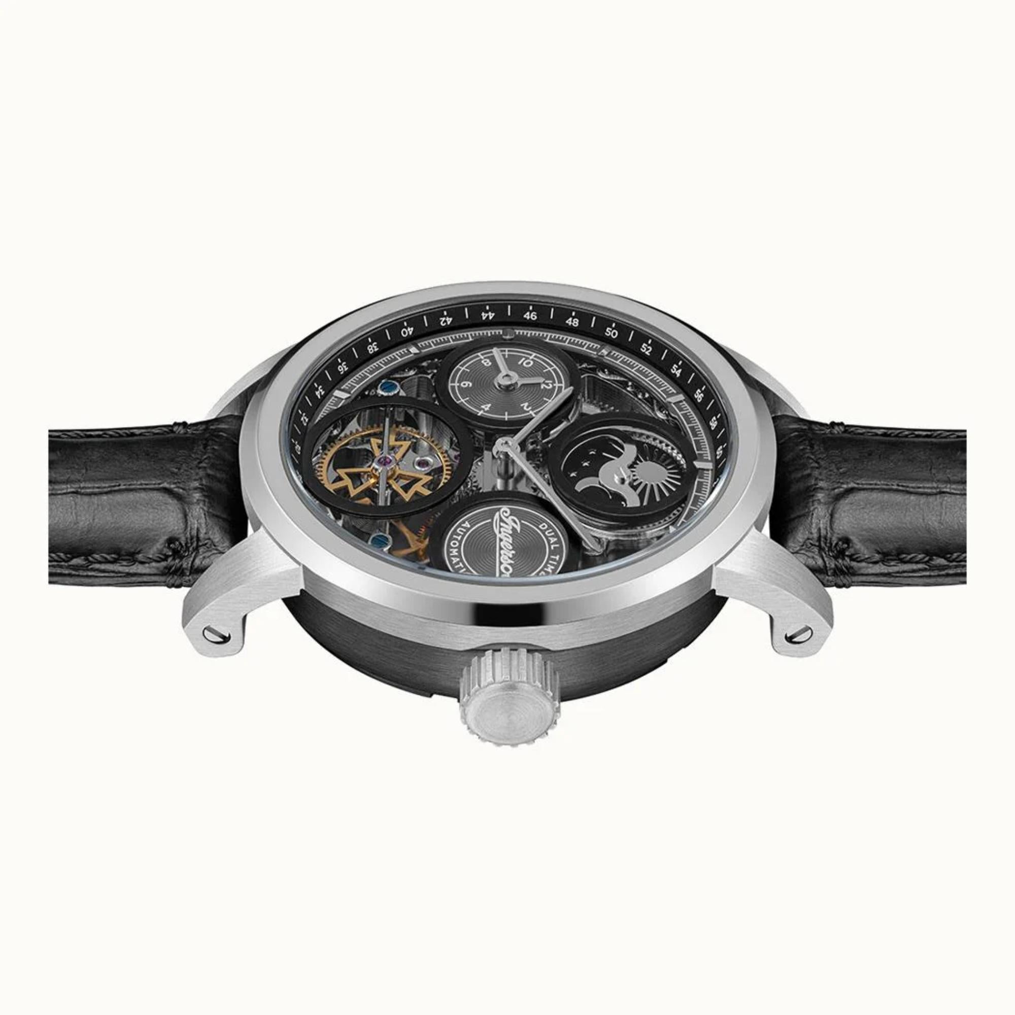 Ingersoll 1892 The Arc Automatik Herren Uhr Schwarzes Lederarmband 1I1600