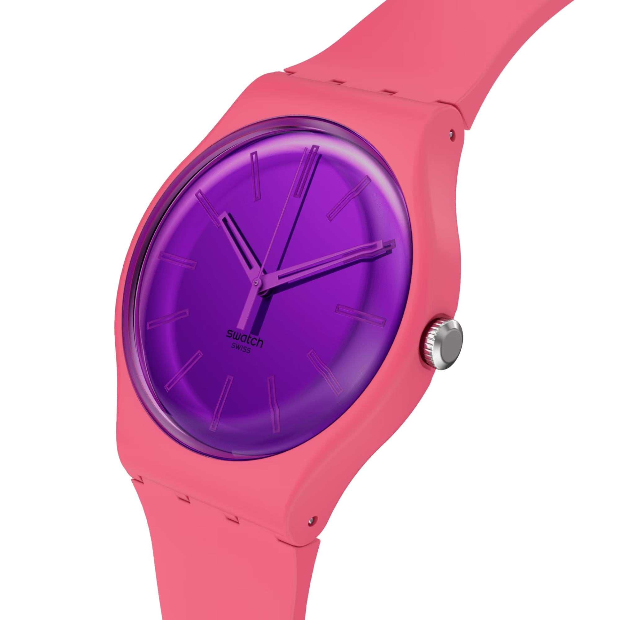 Swatch Berry Harmonious Purple Dial Silicone Watch SO29P102