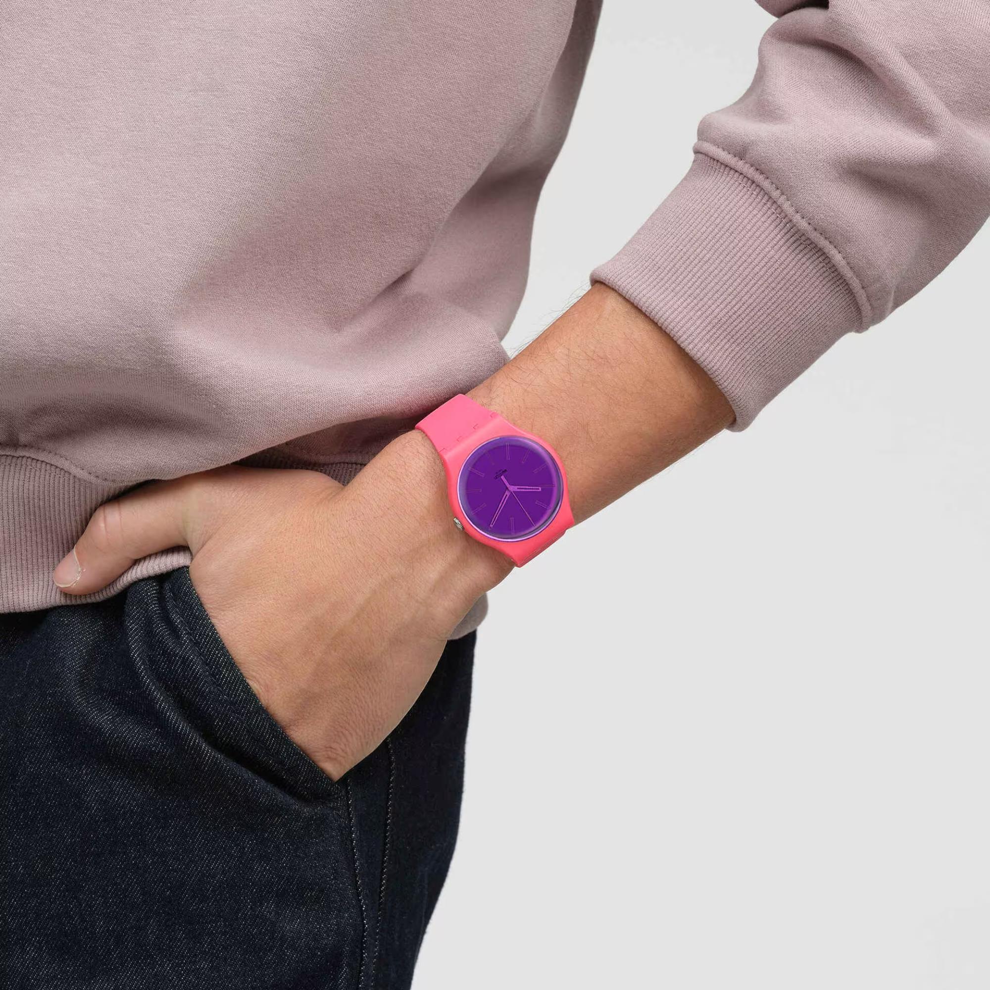 Swatch Berry Harmonious Purple Dial Silicone Watch SO29P102