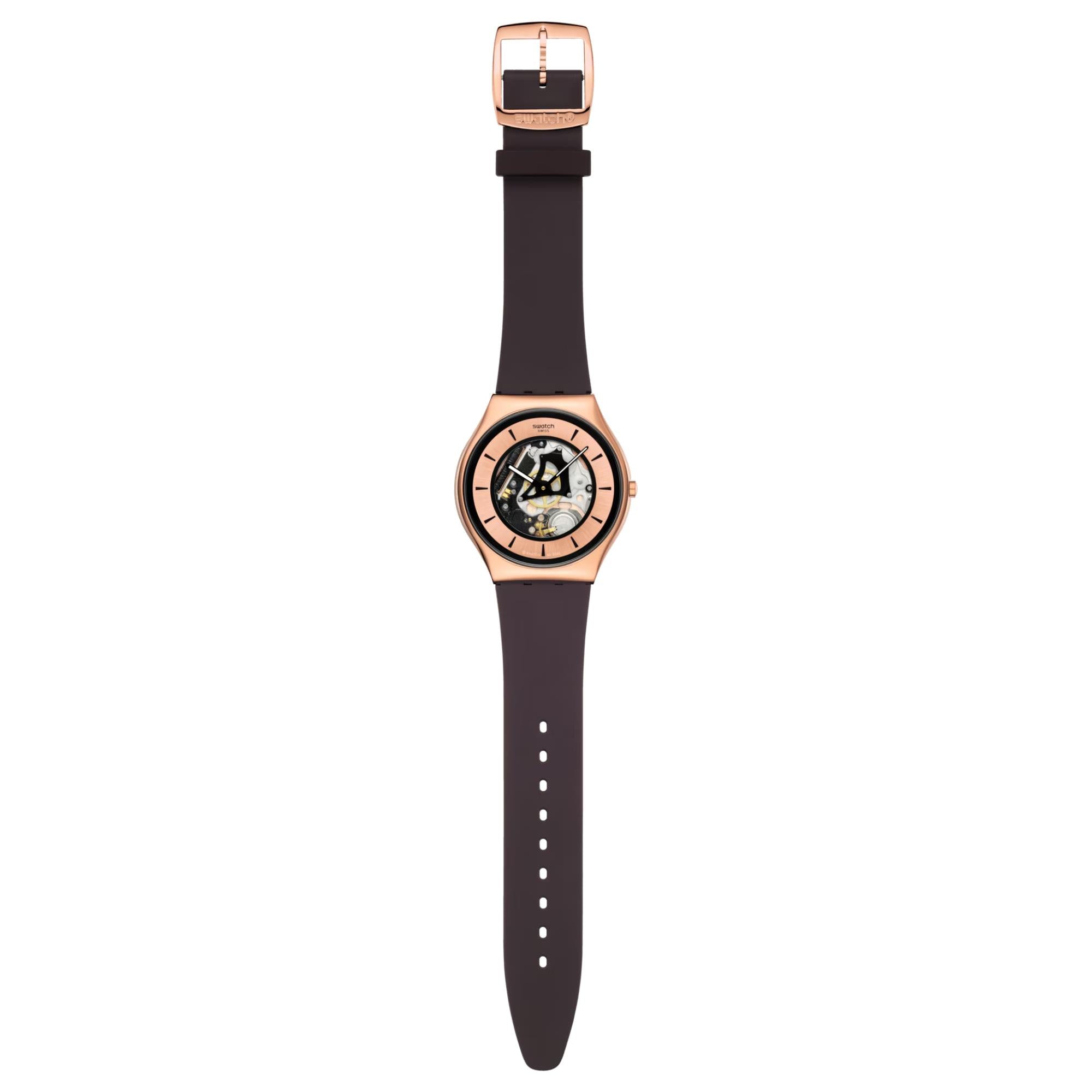 Swatch Copper Flame Pink Dial Silicone Watch SS07G107