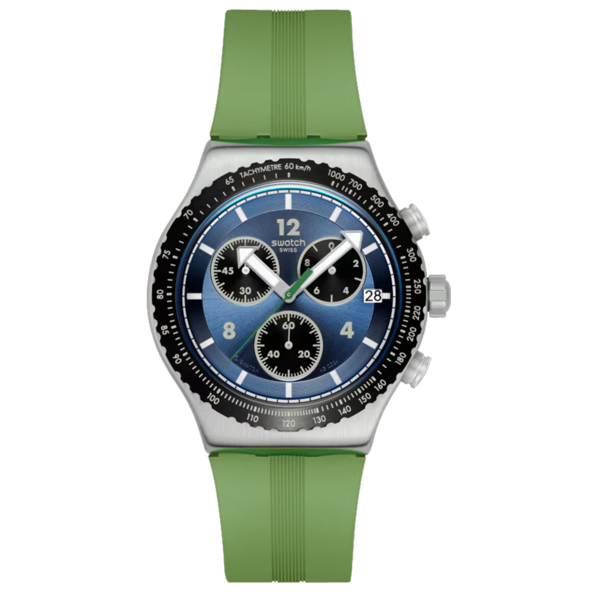 Swatch Dusk Thru The Leaves Blue Dial Silicone Watch YVS531