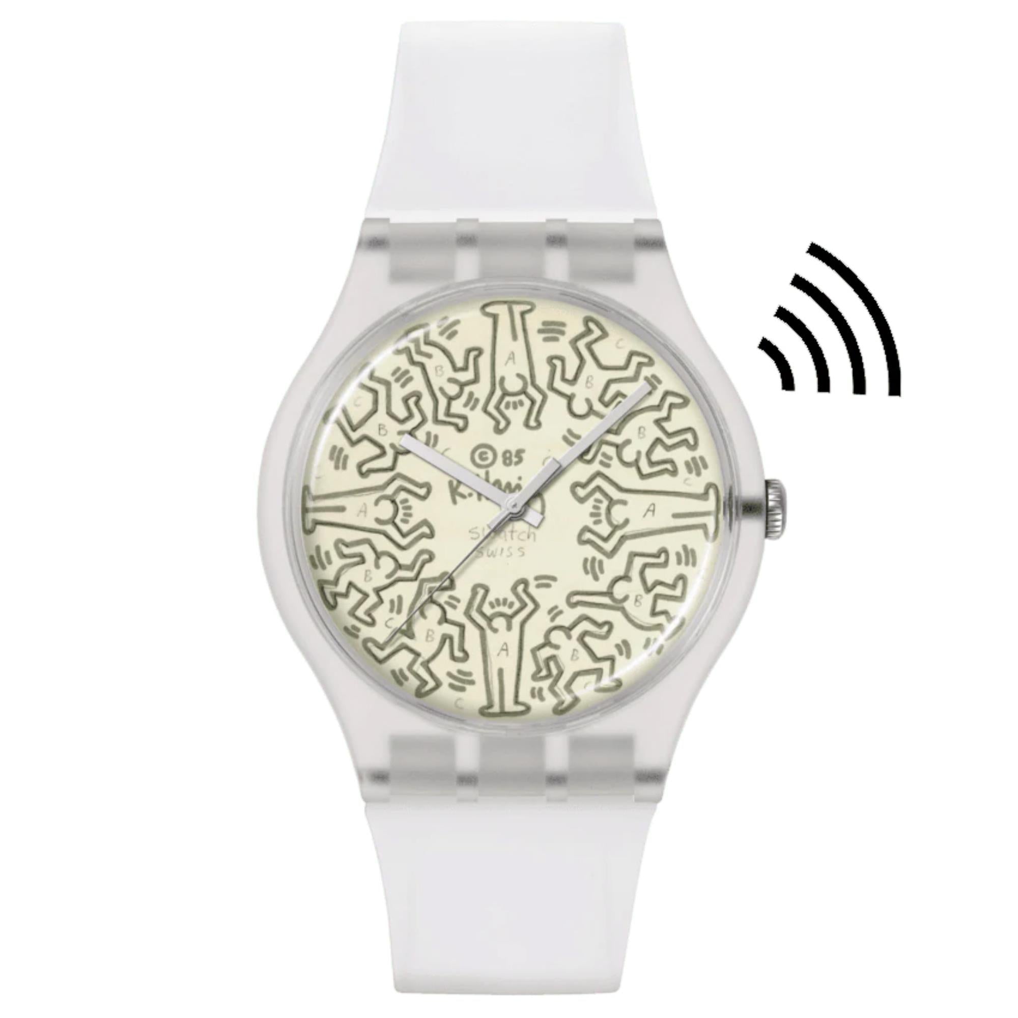 Swatch From The Archive Pay! Beiges Zifferblatt Silikon Armband Uhr SO29Z146-5300