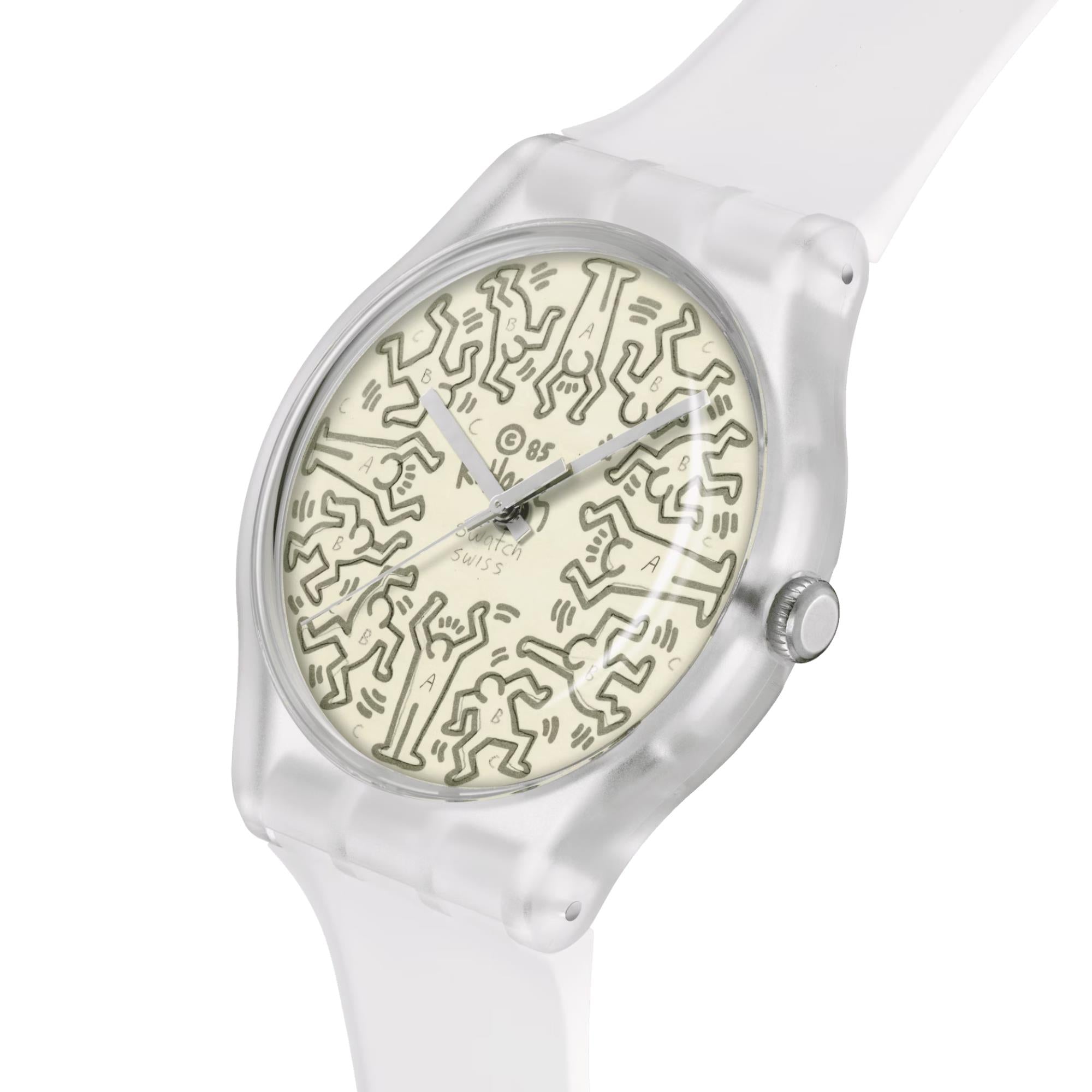 Swatch From The Archive Pay! Beiges Zifferblatt Silikon Armband Uhr SO29Z146-5300