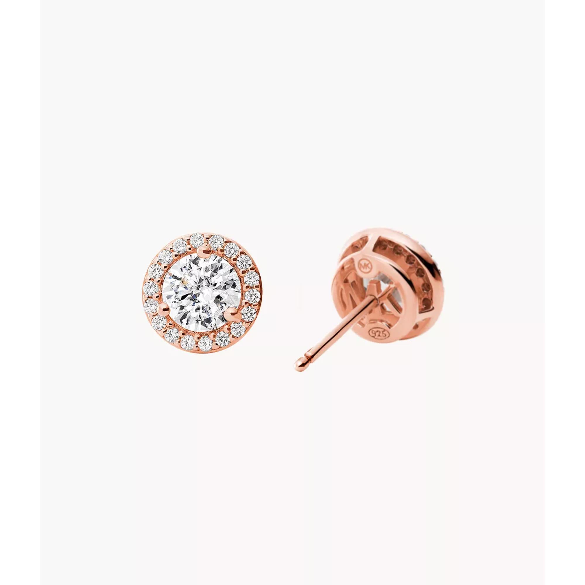 Michael Kors Damen 14k rosévergoldete Sterlingsilber Cz Halo Ohrstecker MKC1035AN791