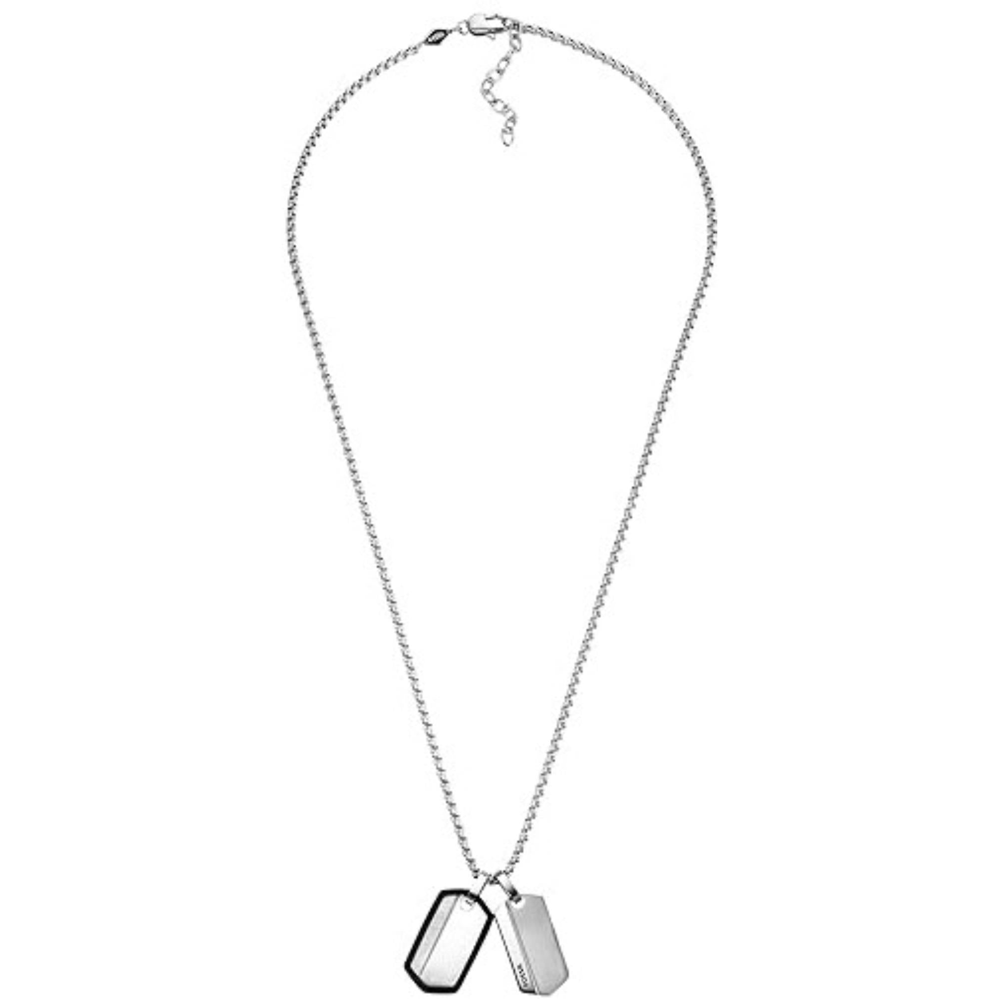 Fossil Chevron Edelstahl Dog Tag Halskette für Herren JF03996040