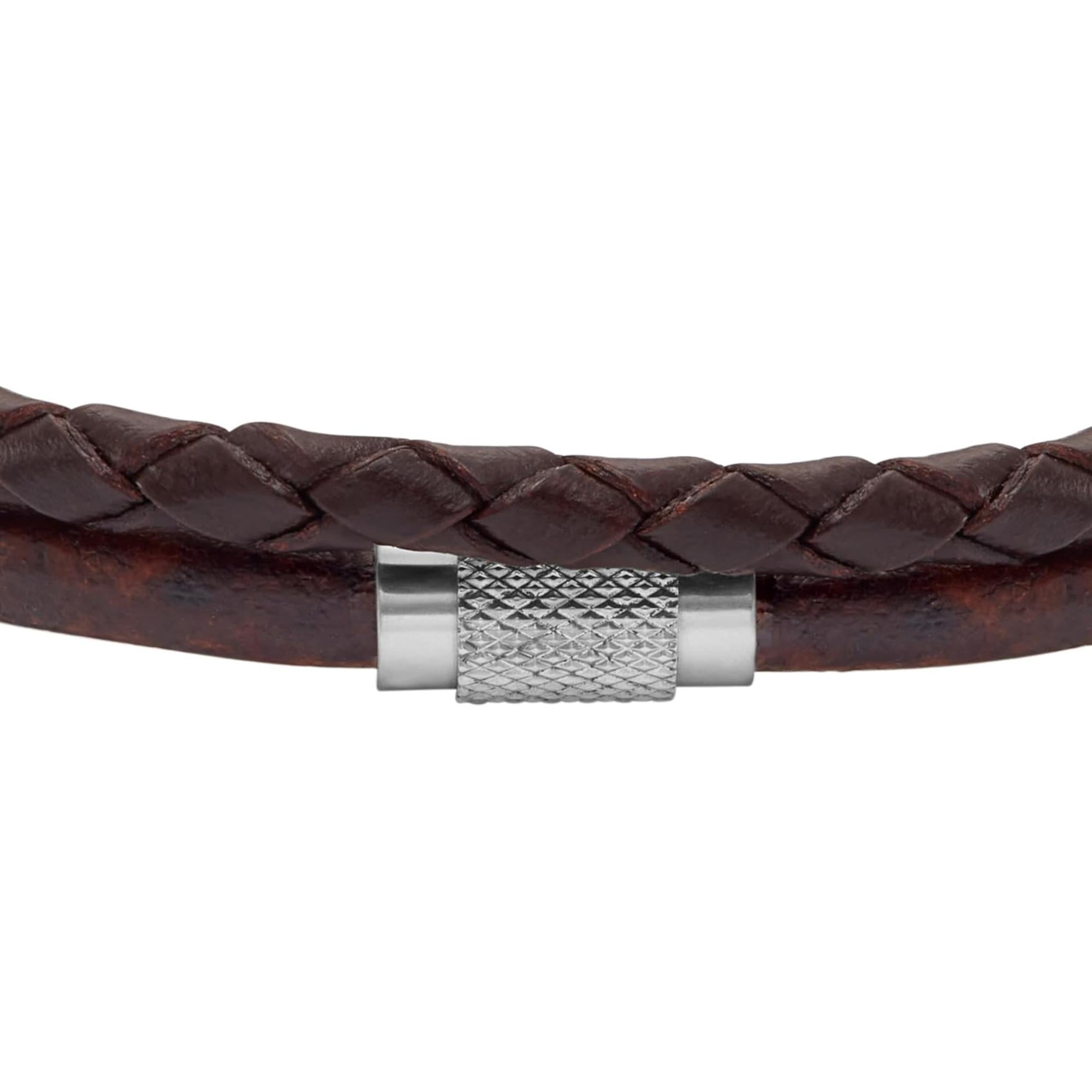 Fossil Brown Leather Multi-Strand Men's Bracelet JF04702040