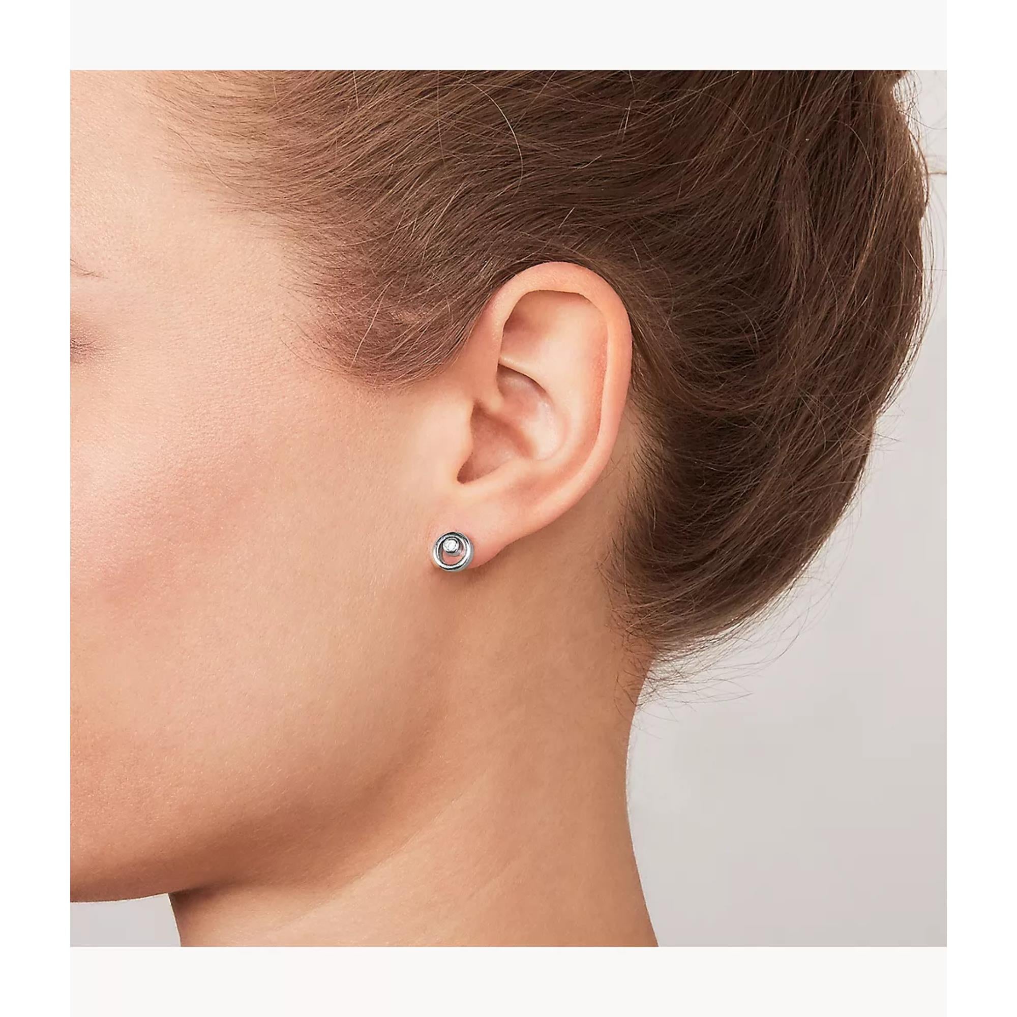 Skagen SKJ0836040 Linje Modern Silver-Tone Circle Stud Womens Earrings