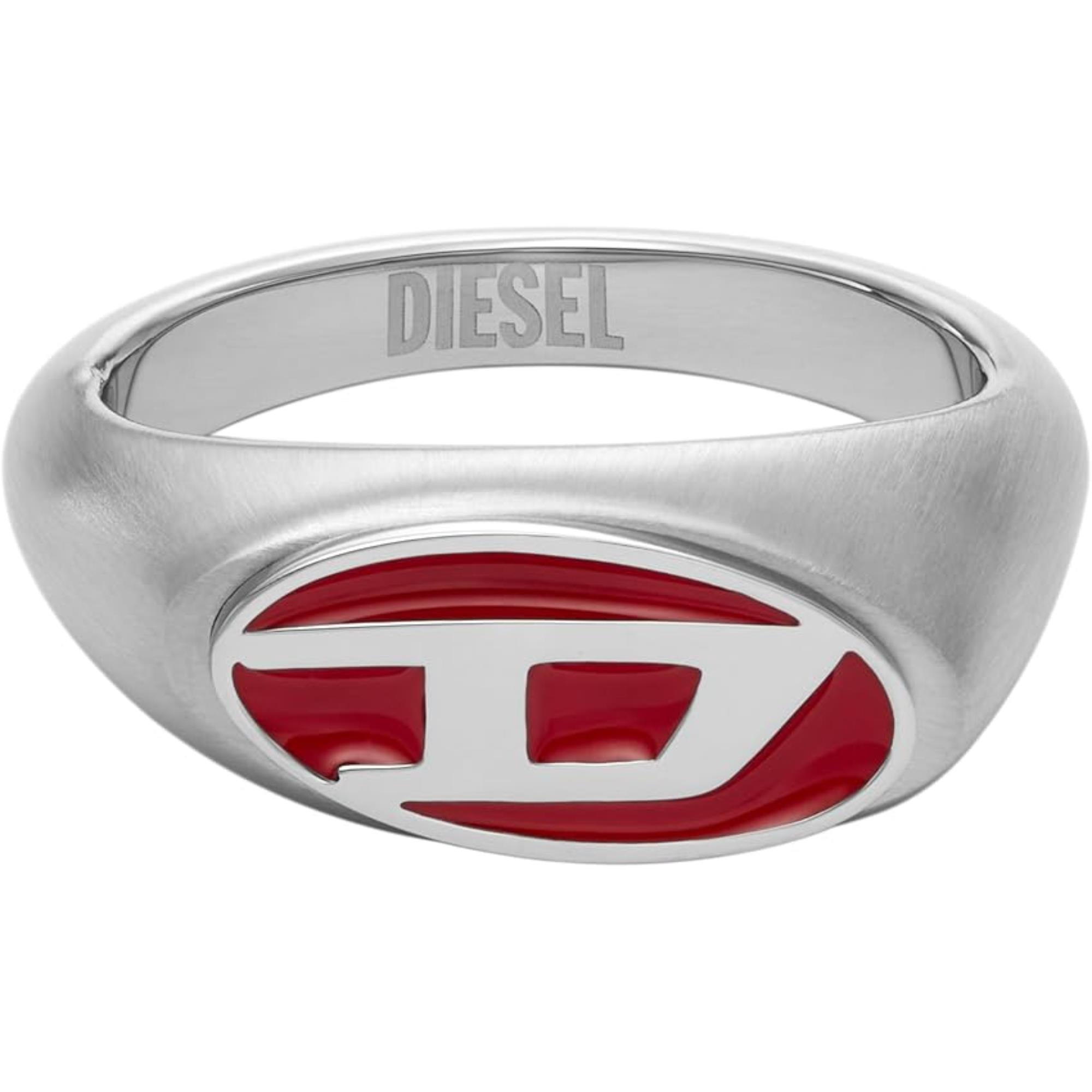 Diesel Unisex Red Lacquer Logo Signet Ring DX1444040-11.5