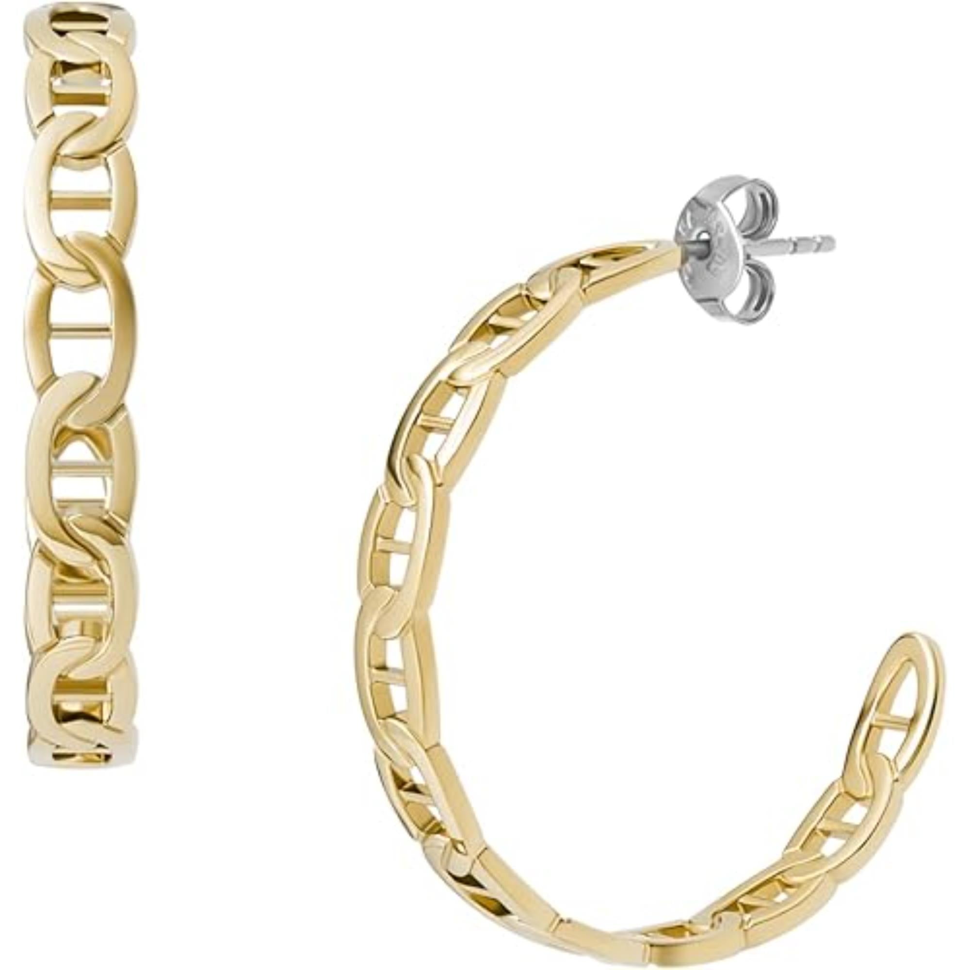 Fossil Heritage D-Link Gold-Tone Hoop Earrings JF04781710