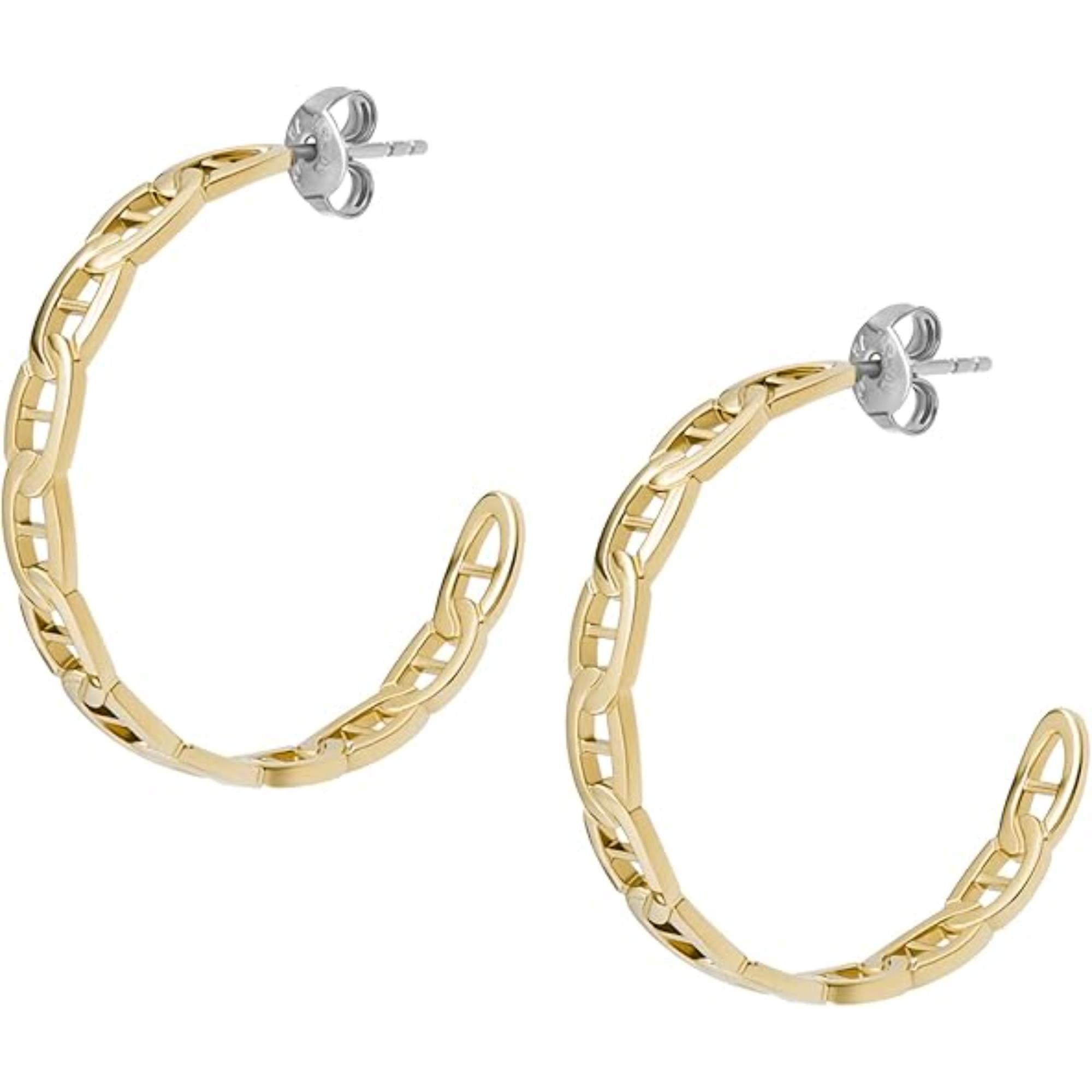 Fossil Heritage D-Link Gold-Tone Hoop Earrings JF04781710