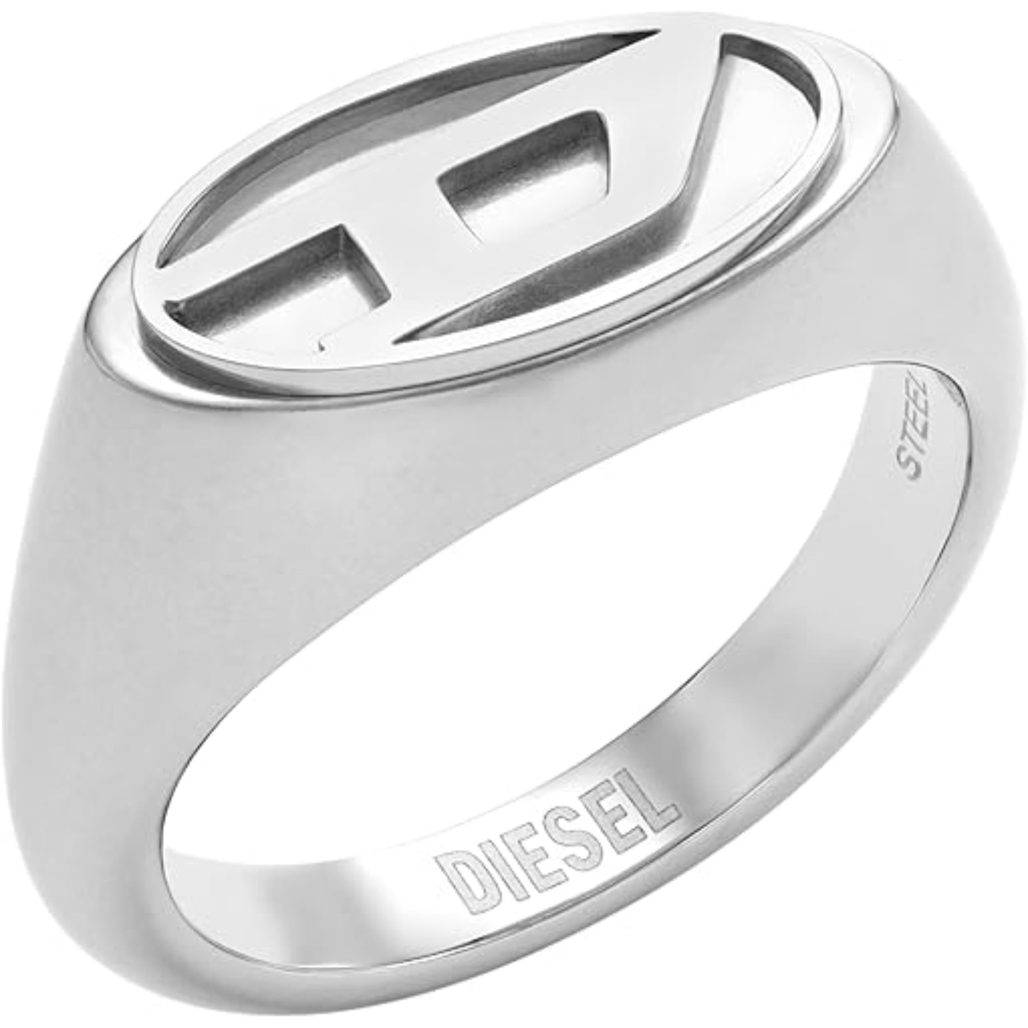 Diesel Stainless Steel Logo Signet Ring DX1475040-9