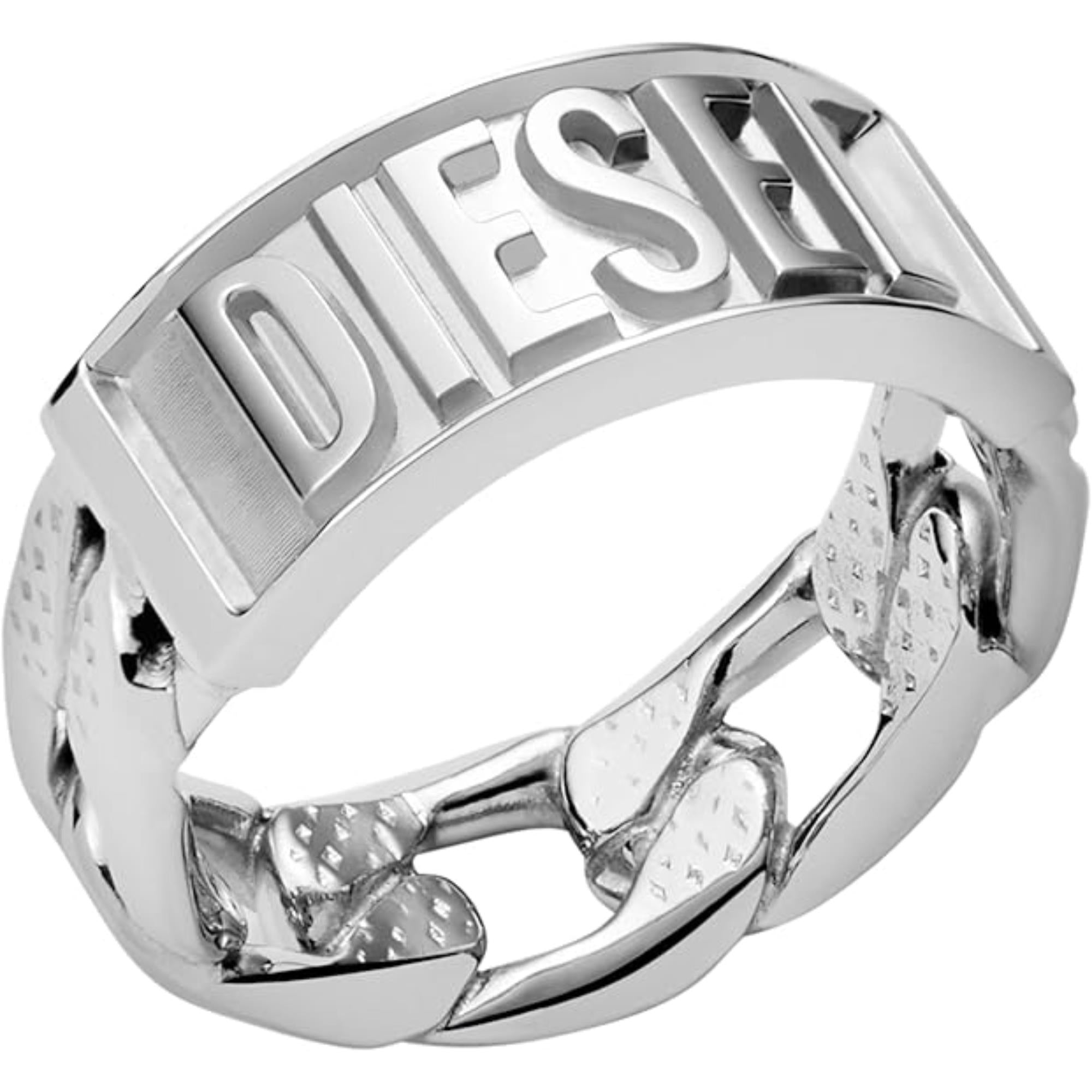 DIESEL Engraved Logo Ring Silver for Men DX1347040-9