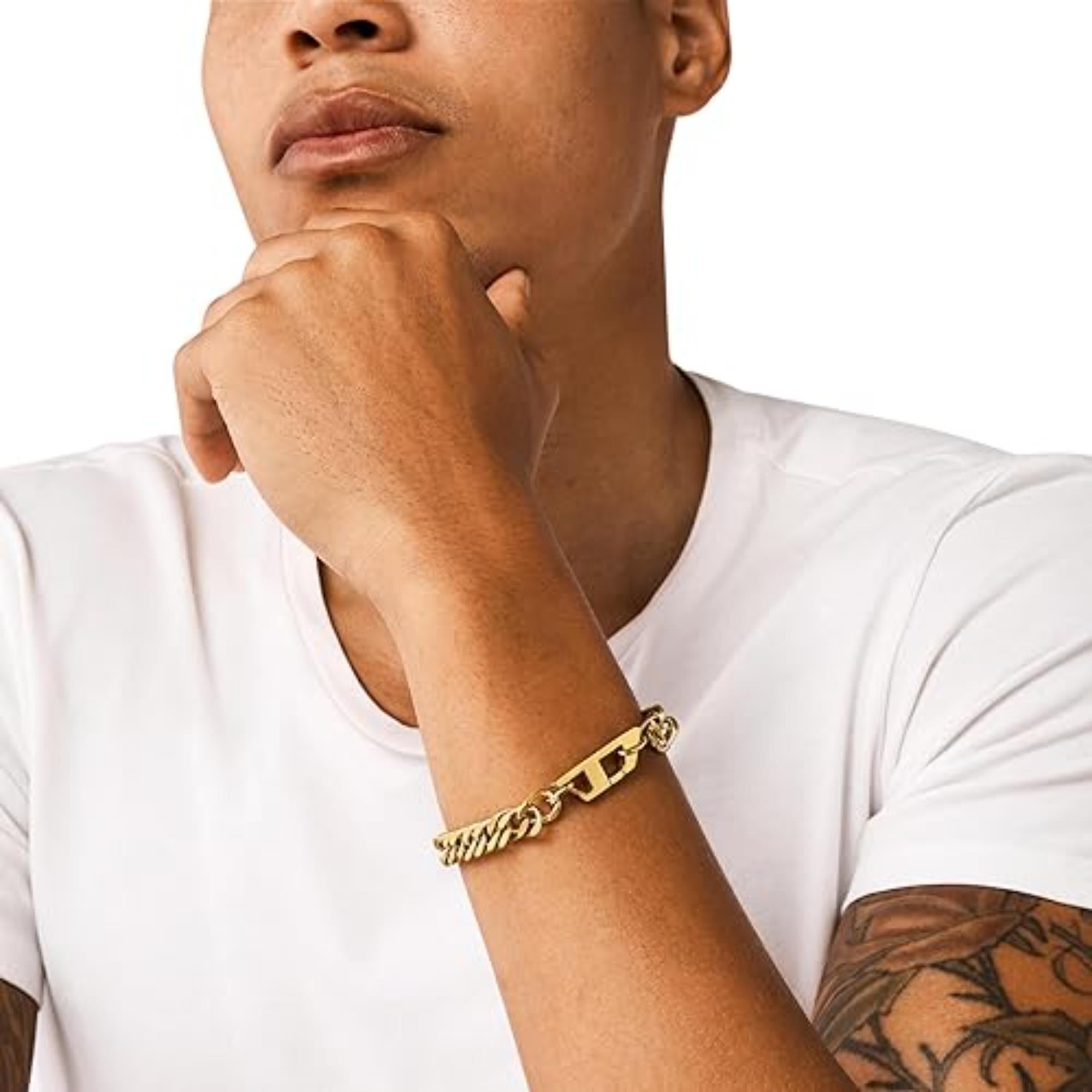 Diesel Matte Gold-Tone Stainless Steel Chain Link Bracelet DX1511710