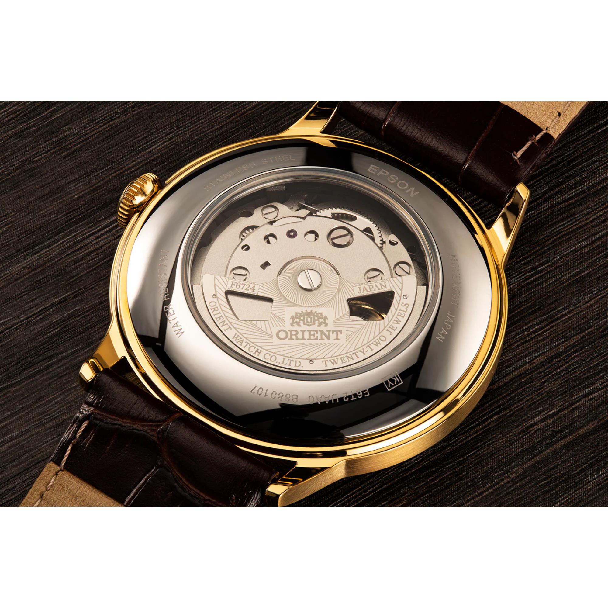 Orient Bambino 40.5mm Open Heart White Dial Leather Automatic Mens Watch RA-AG0003S30B