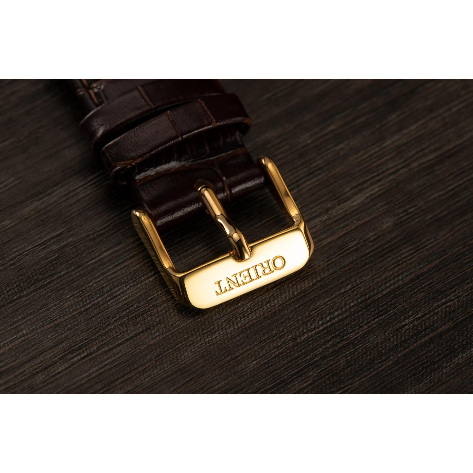 Orient Bambino 40.5mm Open Heart White Dial Leather Automatic Mens Watch RA-AG0003S30B
