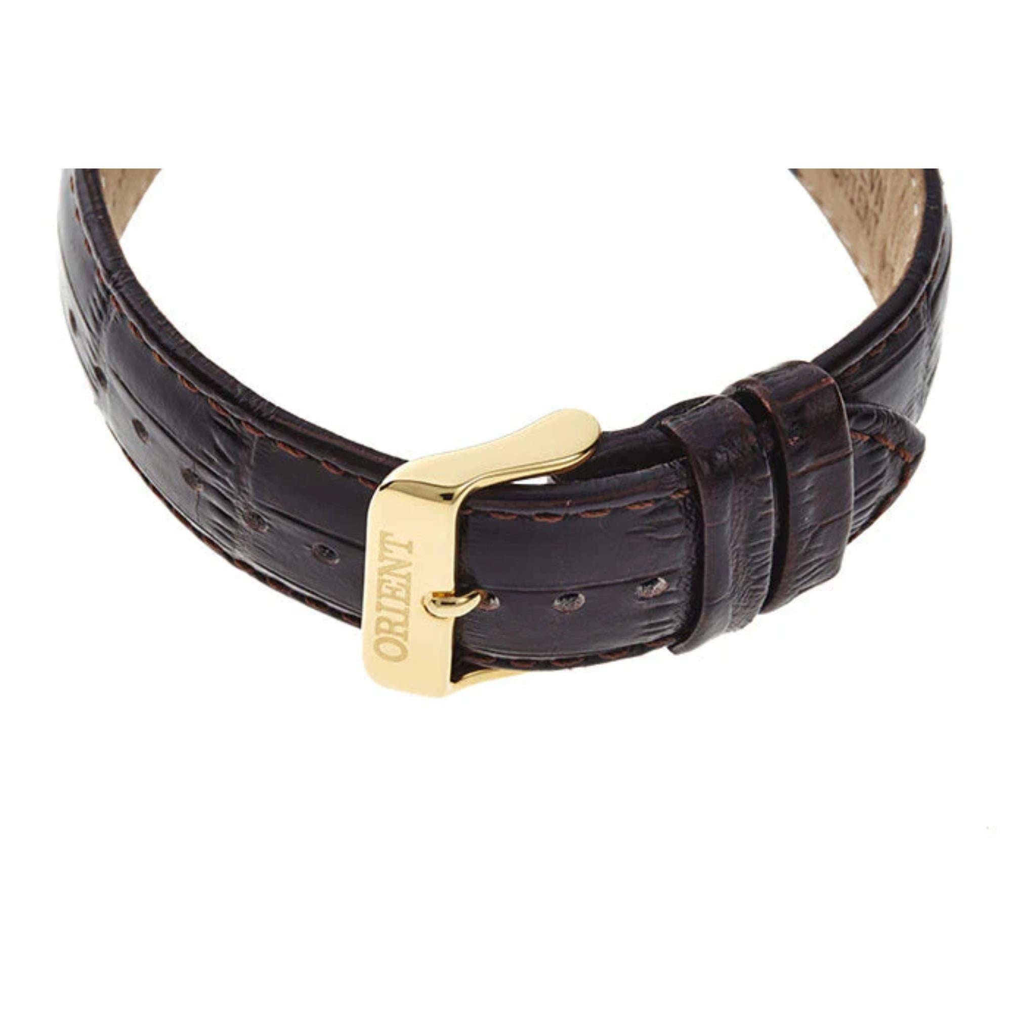 Orient Bambino 40,5 mm Weißes Zifferblatt Leder Automatik Herrenarmbanduhr TAC00007W0