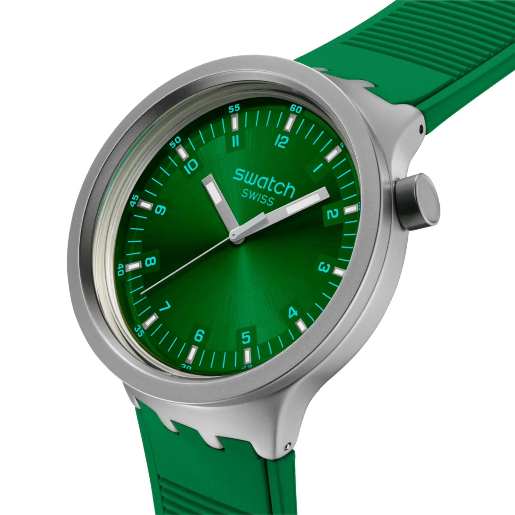 Swatch Big Bold Irony Forest Face Quartz Green Dial Rubber Watch SB07S101