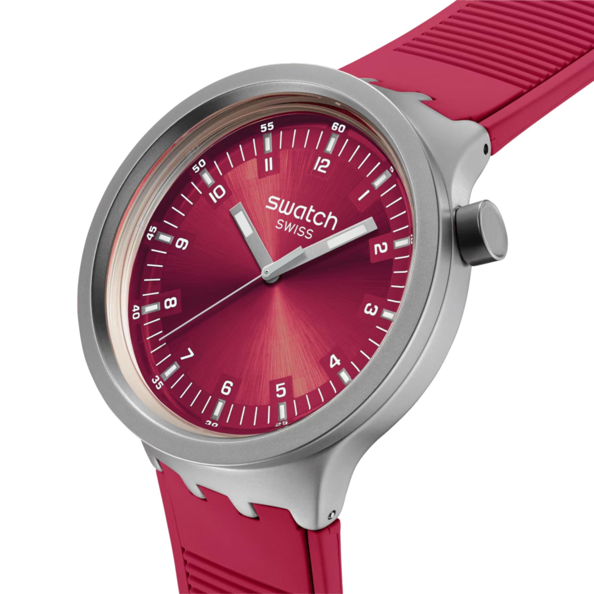 Swatch Big Bold Scarlett Shimmer Quartz Red Dial Steel Watch SB07S104