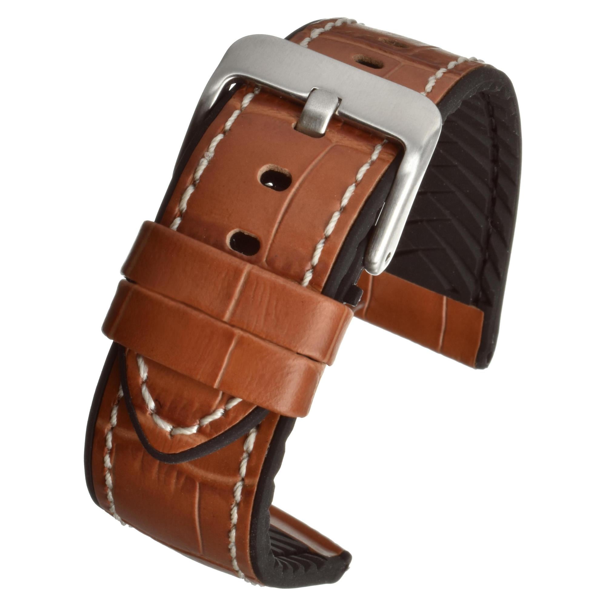 LBS Tan Leather/Silicone Crocodile with Contrasting Stitching WH907/20