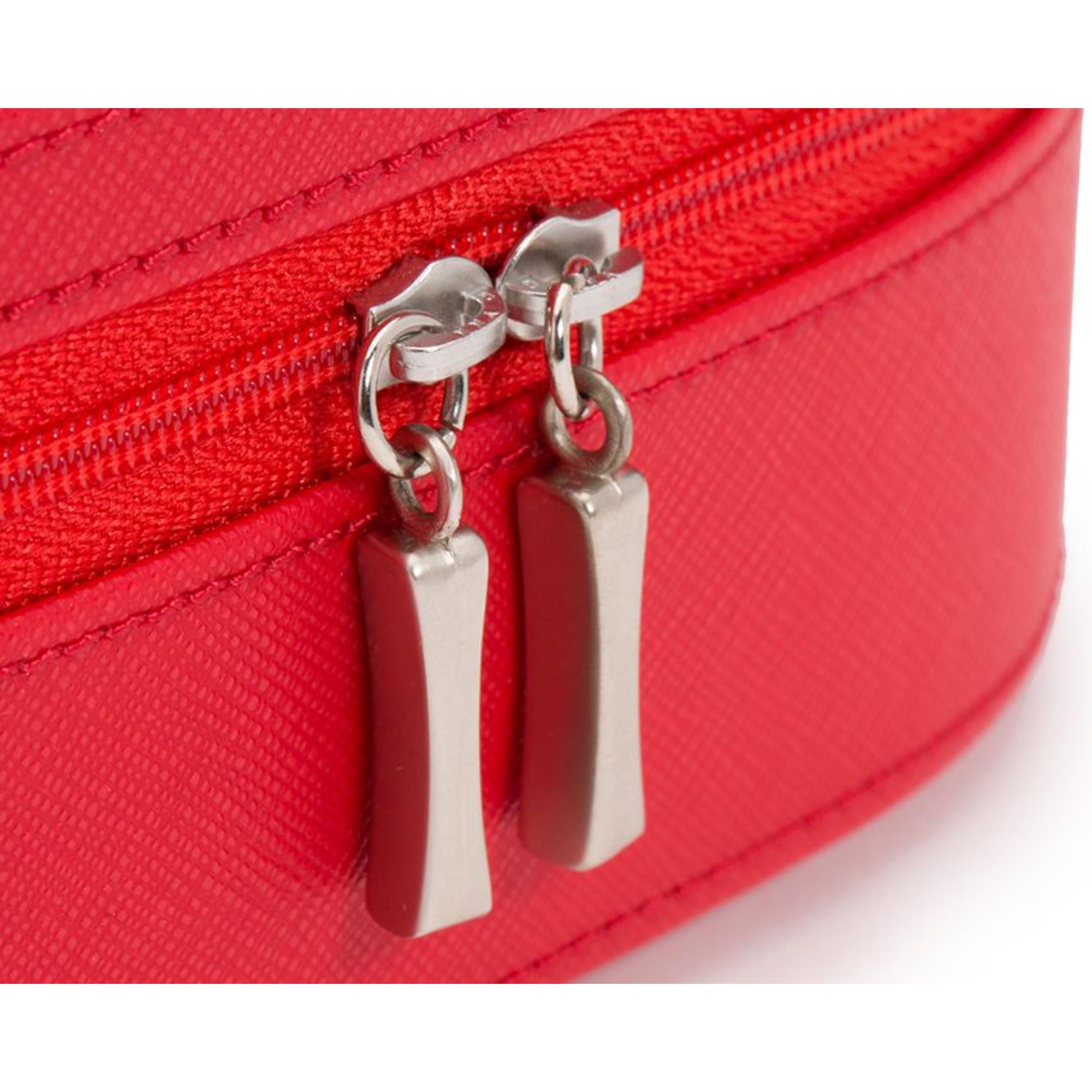 WOLF Heritage Oval Zip Case Red Saffiano Leather 280614